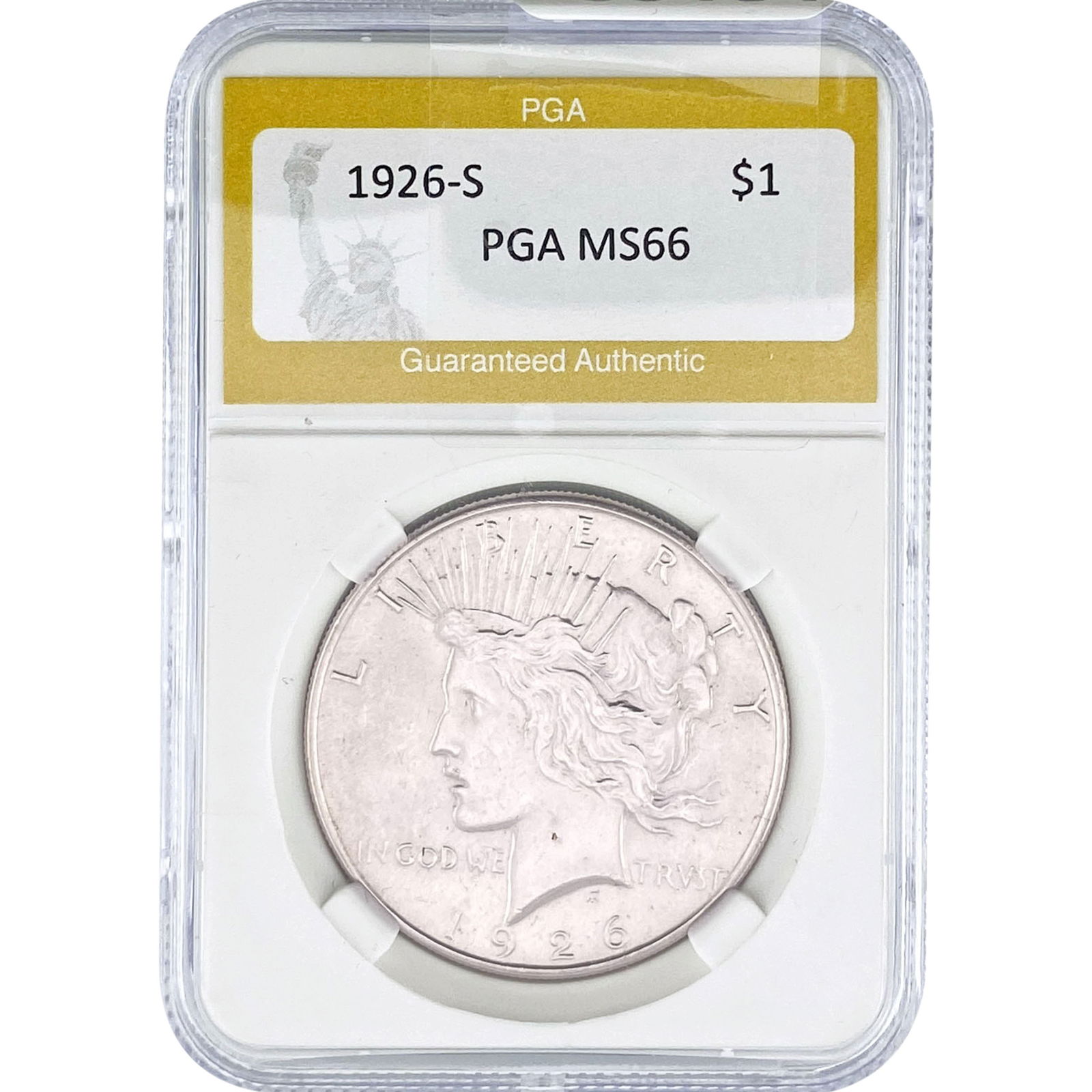 1926-S Silver Peace Dollar PGA MS66: 1926-S Silver Peace Dollar PGA MS66