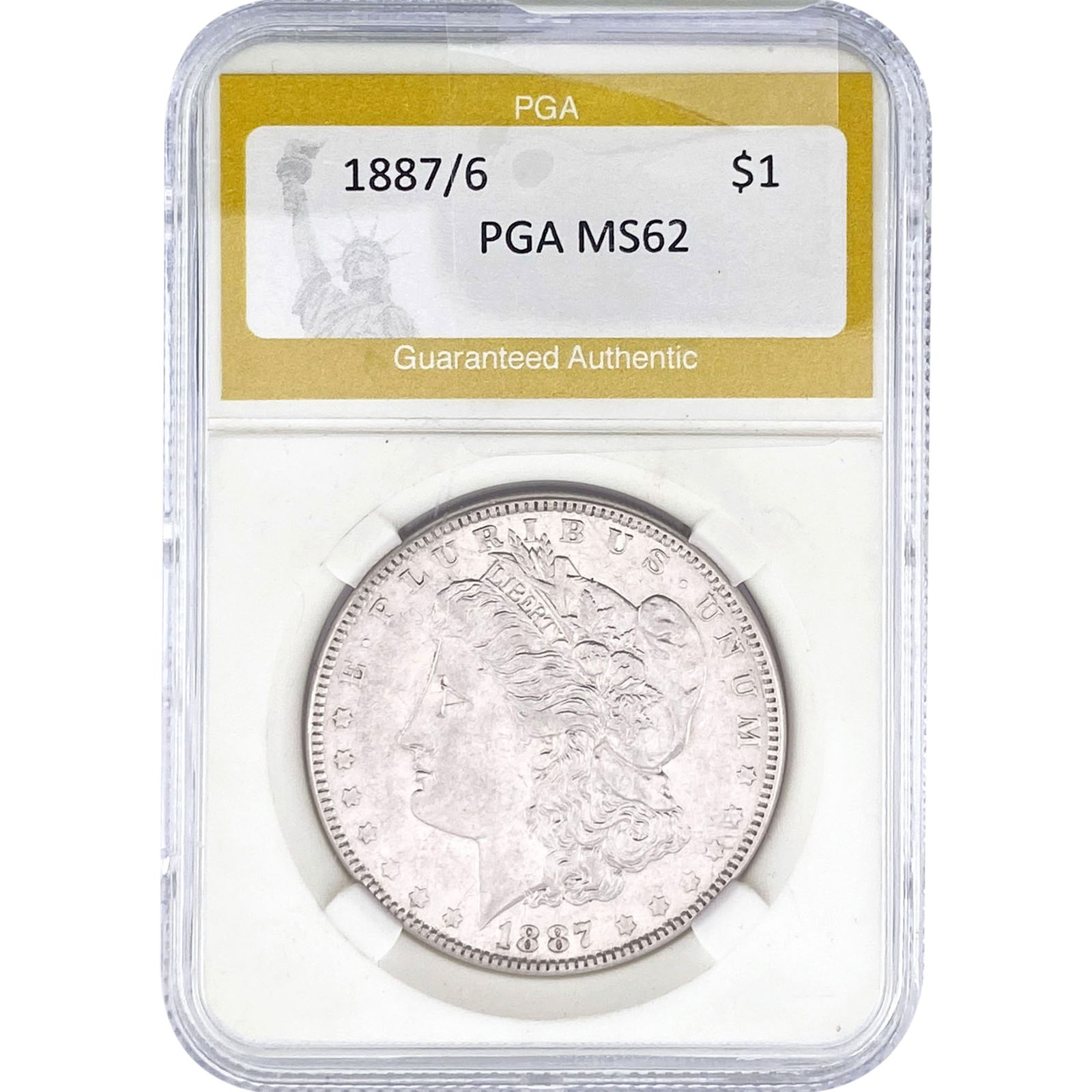 1887/6 Morgan Silver Dollar PGA MS62: 1887/6 Morgan Silver Dollar PGA MS62