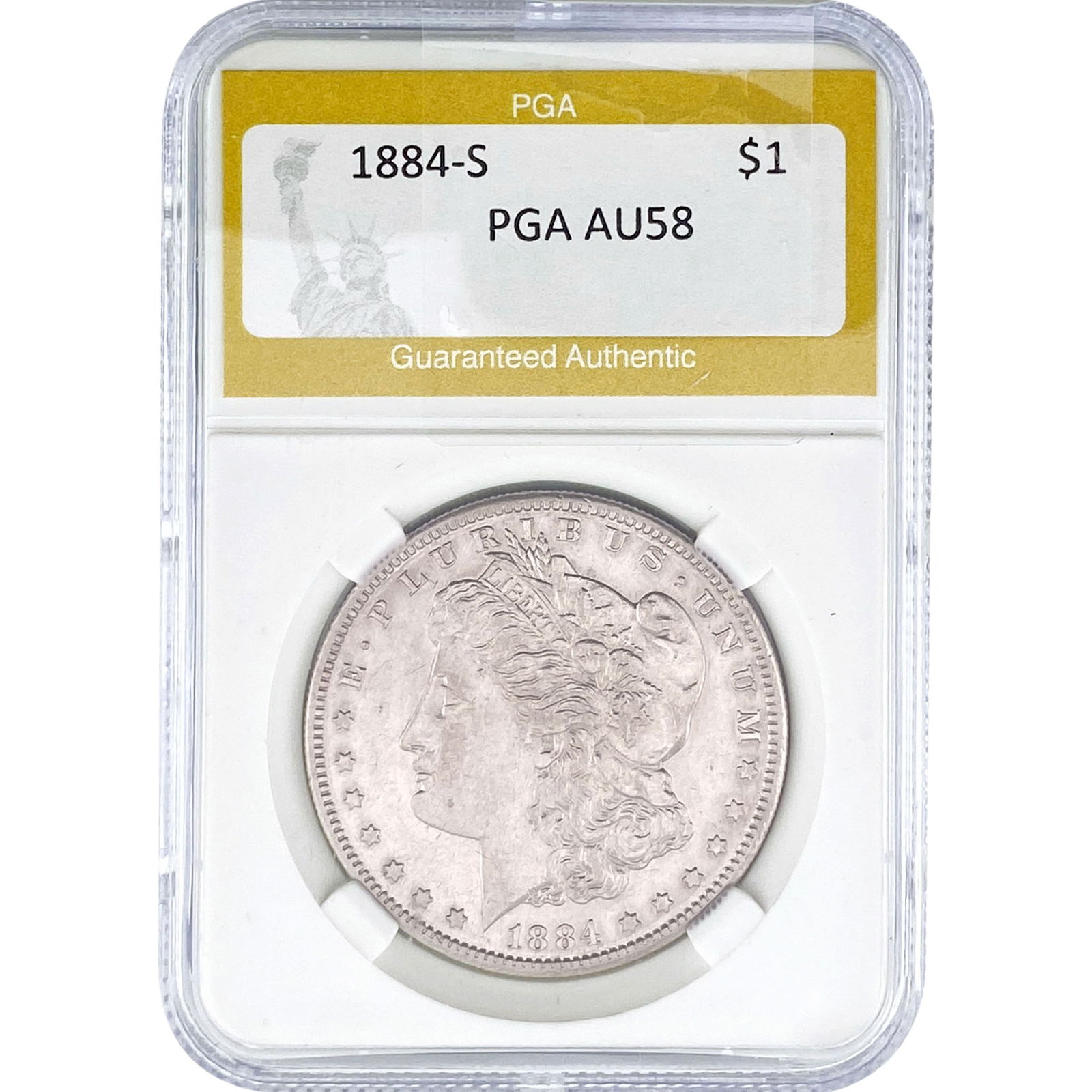 1884-S Morgan Silver Dollar PGA AU58: 1884-S Morgan Silver Dollar PGA AU58