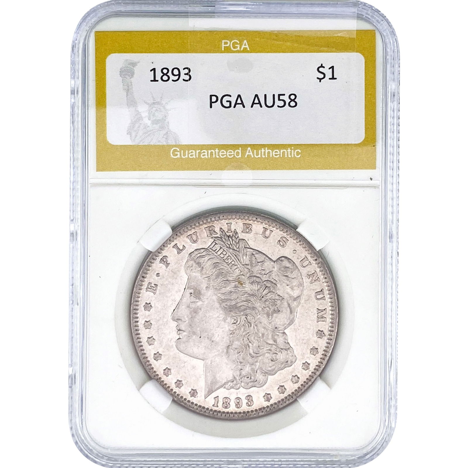 1893 Morgan Silver Dollar PGA AU58: 1893 Morgan Silver Dollar PGA AU58
