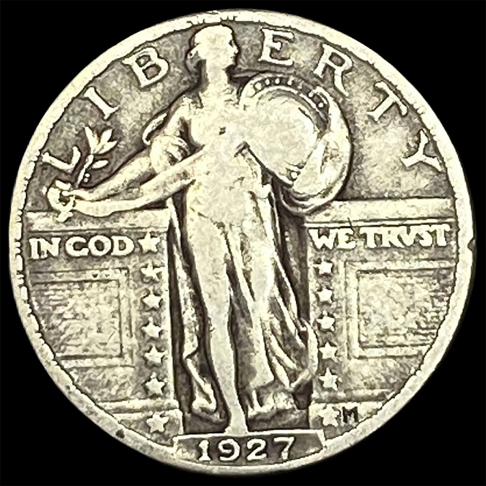 1927-S Silver Standing Liberty Quarter ABOUT UNCIRCULATED: 1927-S Silver Standing Liberty Quarter ABOUT UNCIRCULATED