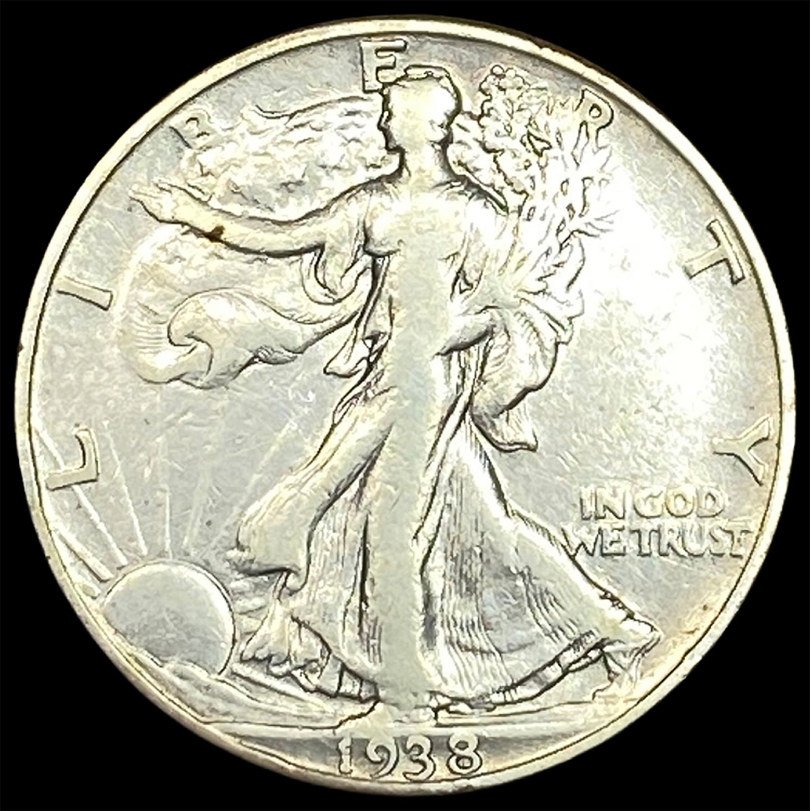1938-D Silver Walking Liberty Half Dollar LIGHTLY CIRCULATED (1 of 2)
