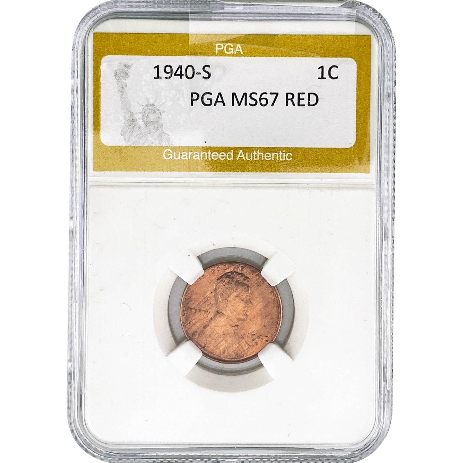 1940-S Wheat Cent PGA MS67 RED: 1940-S Wheat Cent PGA MS67 RED