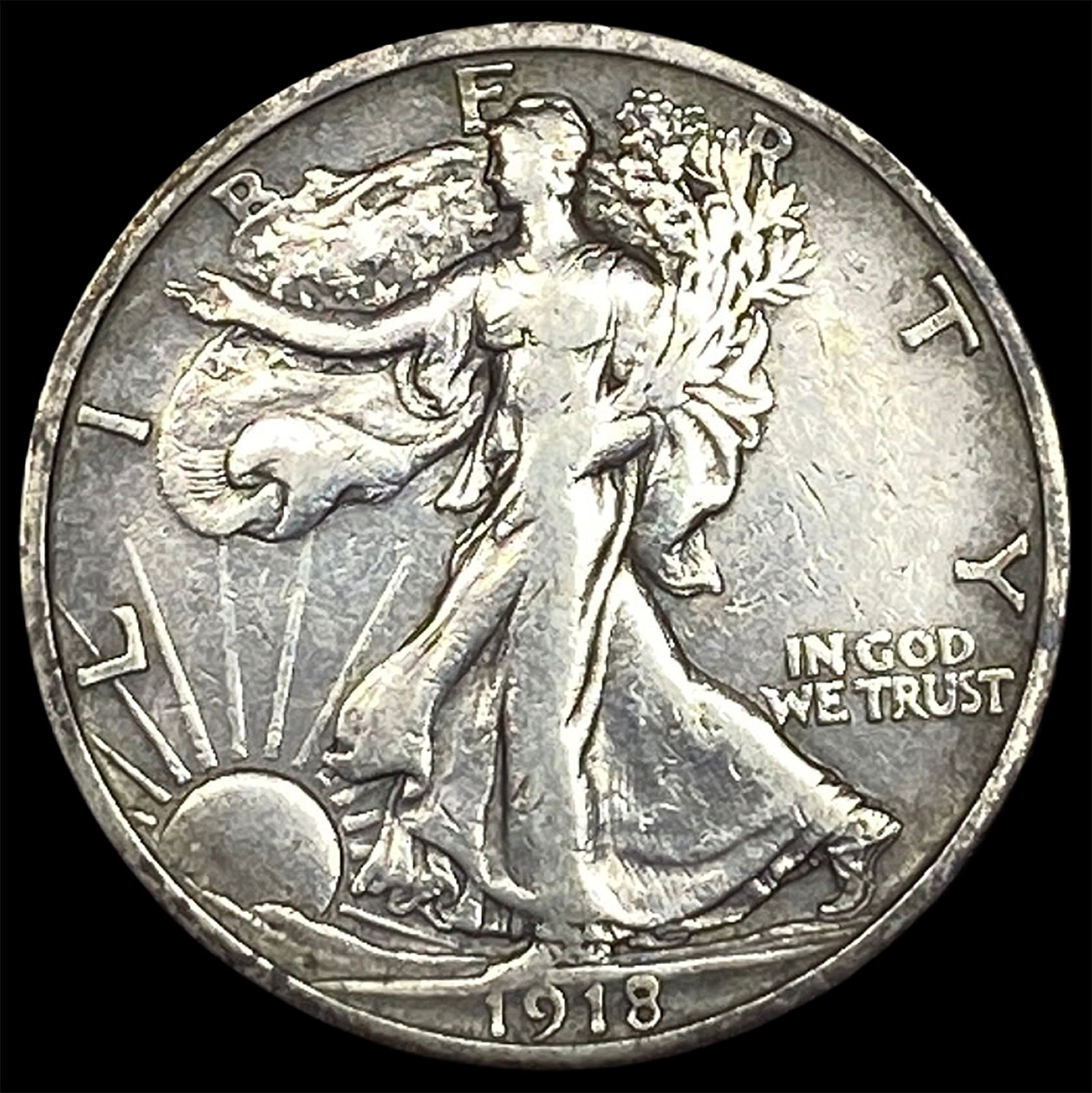1918-S Silver Walking Liberty Half Dollar NEARLY UNCIRCULATED (1 of 2)