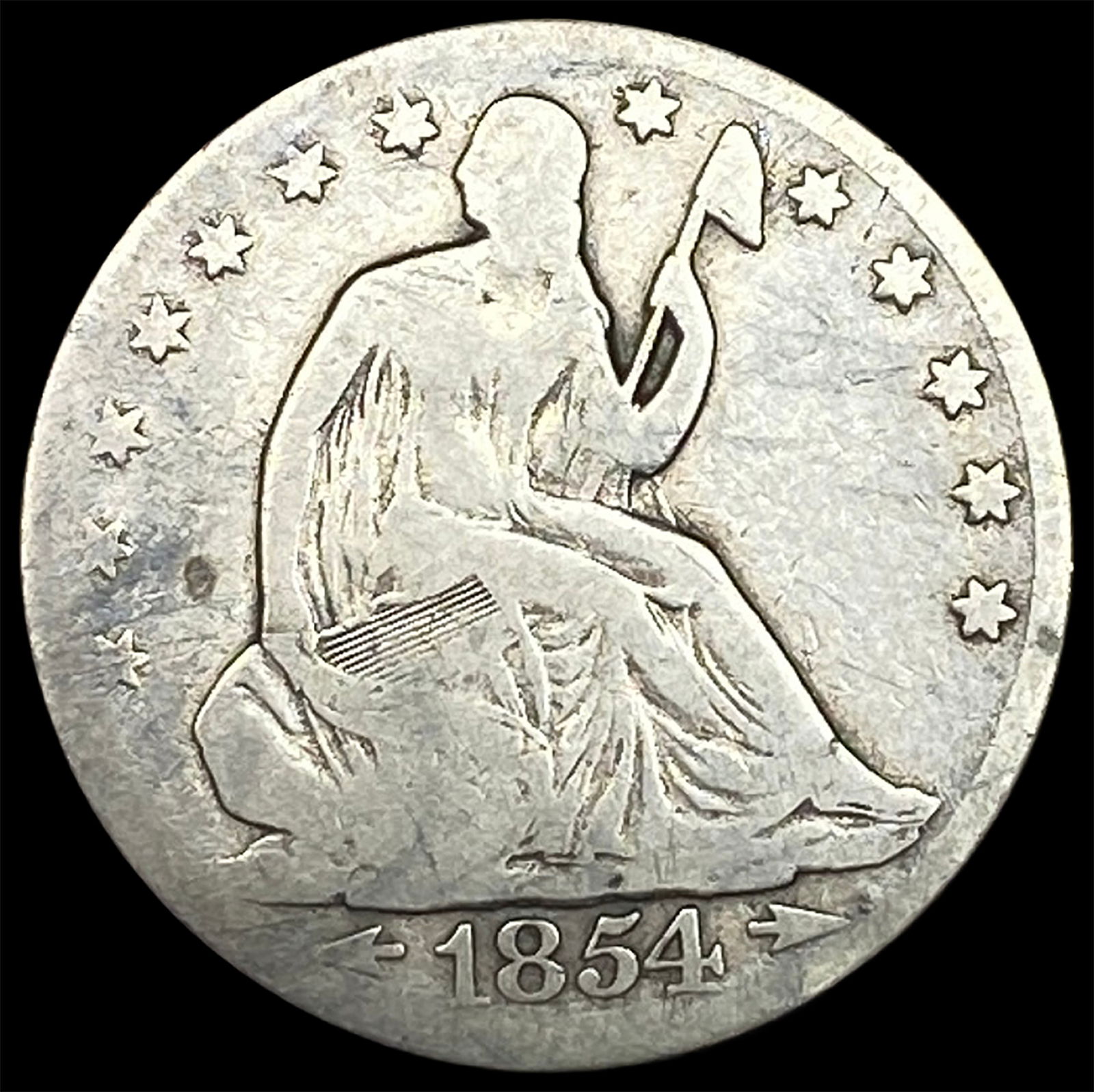 1854-O Silver Half Dollar NICELY CIRCULATED: 1854-O Silver Half Dollar NICELY CIRCULATED