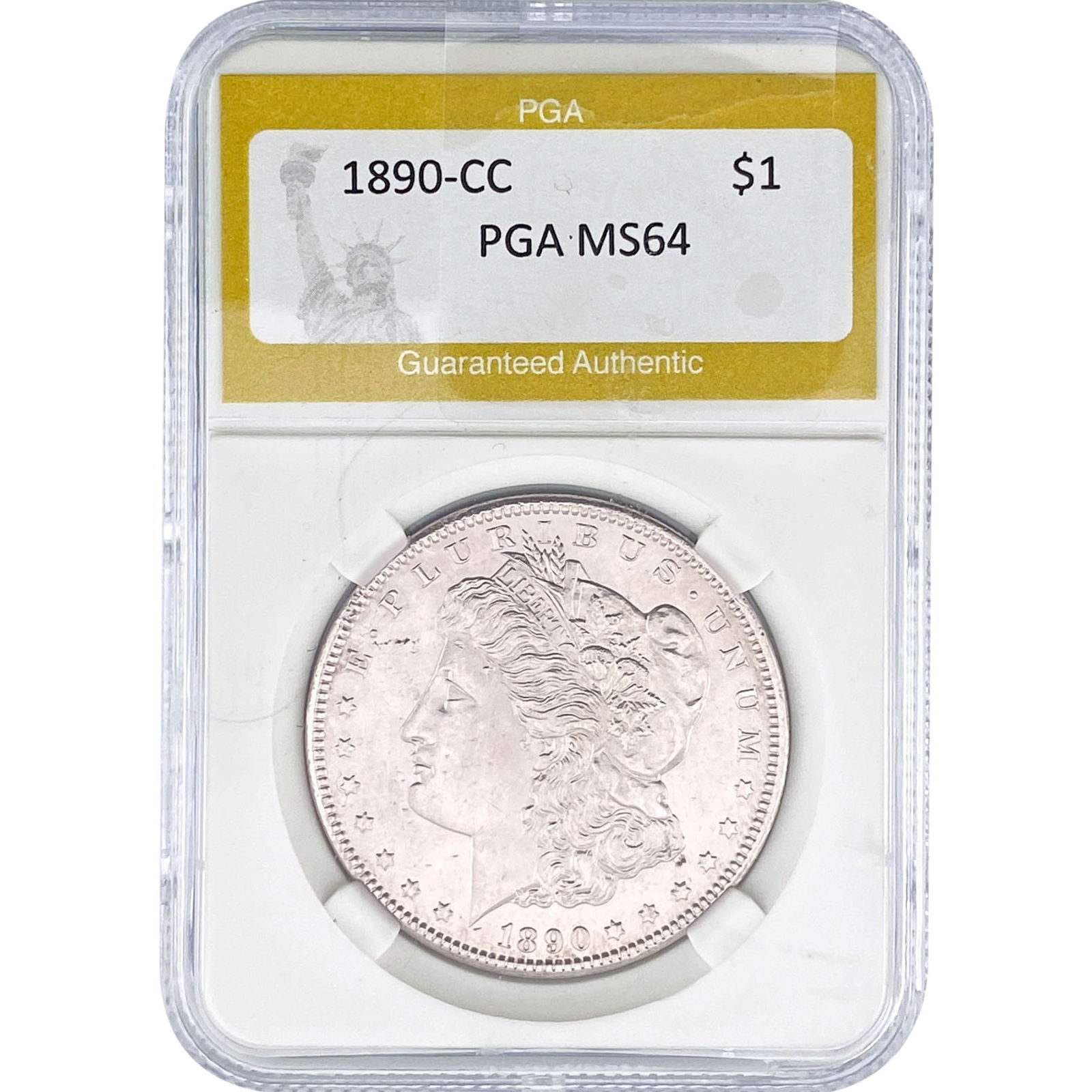 1890-CC Morgan Silver Dollar PGA MS64: 1890-CC Morgan Silver Dollar PGA MS64