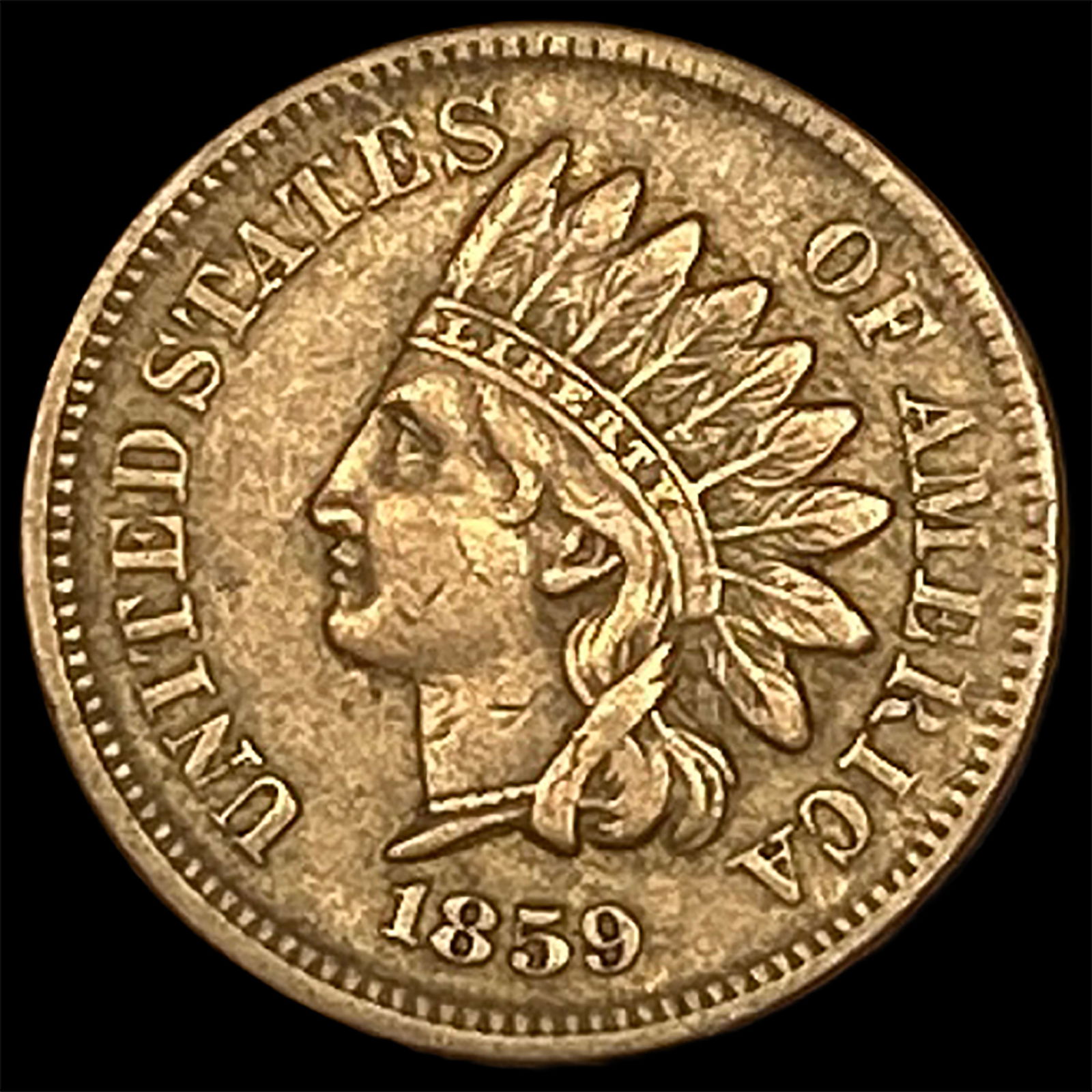 1859 Copper-Nickel Indian Head Cent NEARLY UNCIRCULATED (1 of 2)