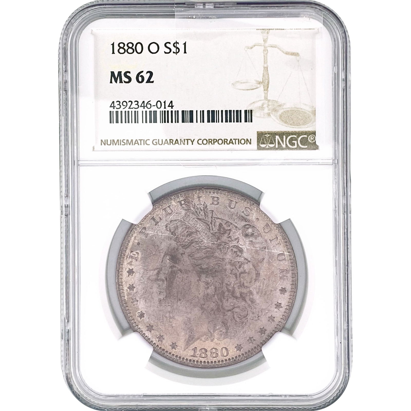 1880-O Morgan Silver Dollar NGC MS62: 1880-O Morgan Silver Dollar NGC MS62