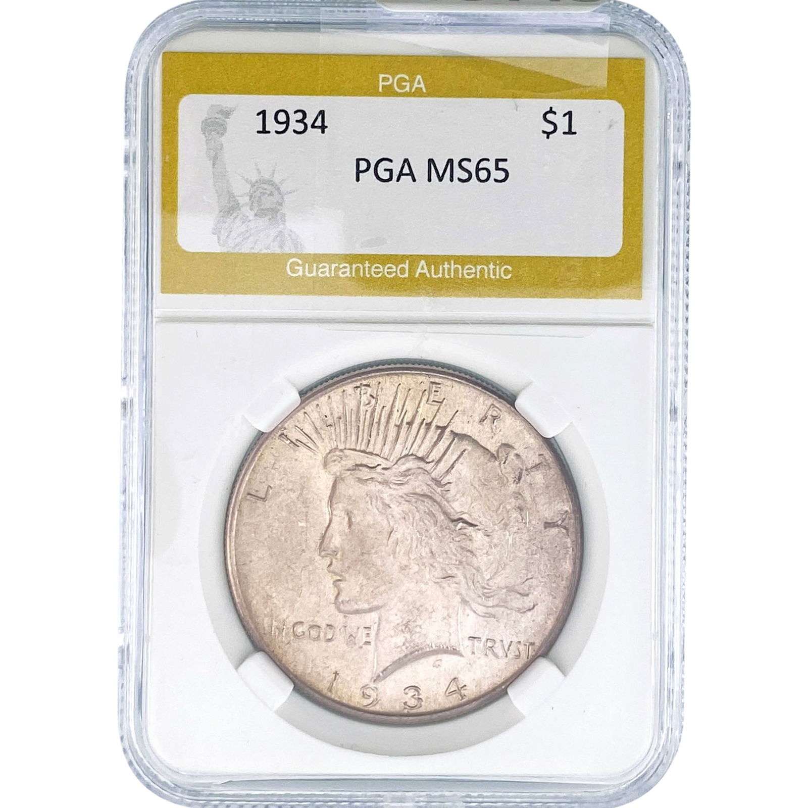 1934 Silver Peace Dollar PGA MS65: 1934 Silver Peace Dollar PGA MS65