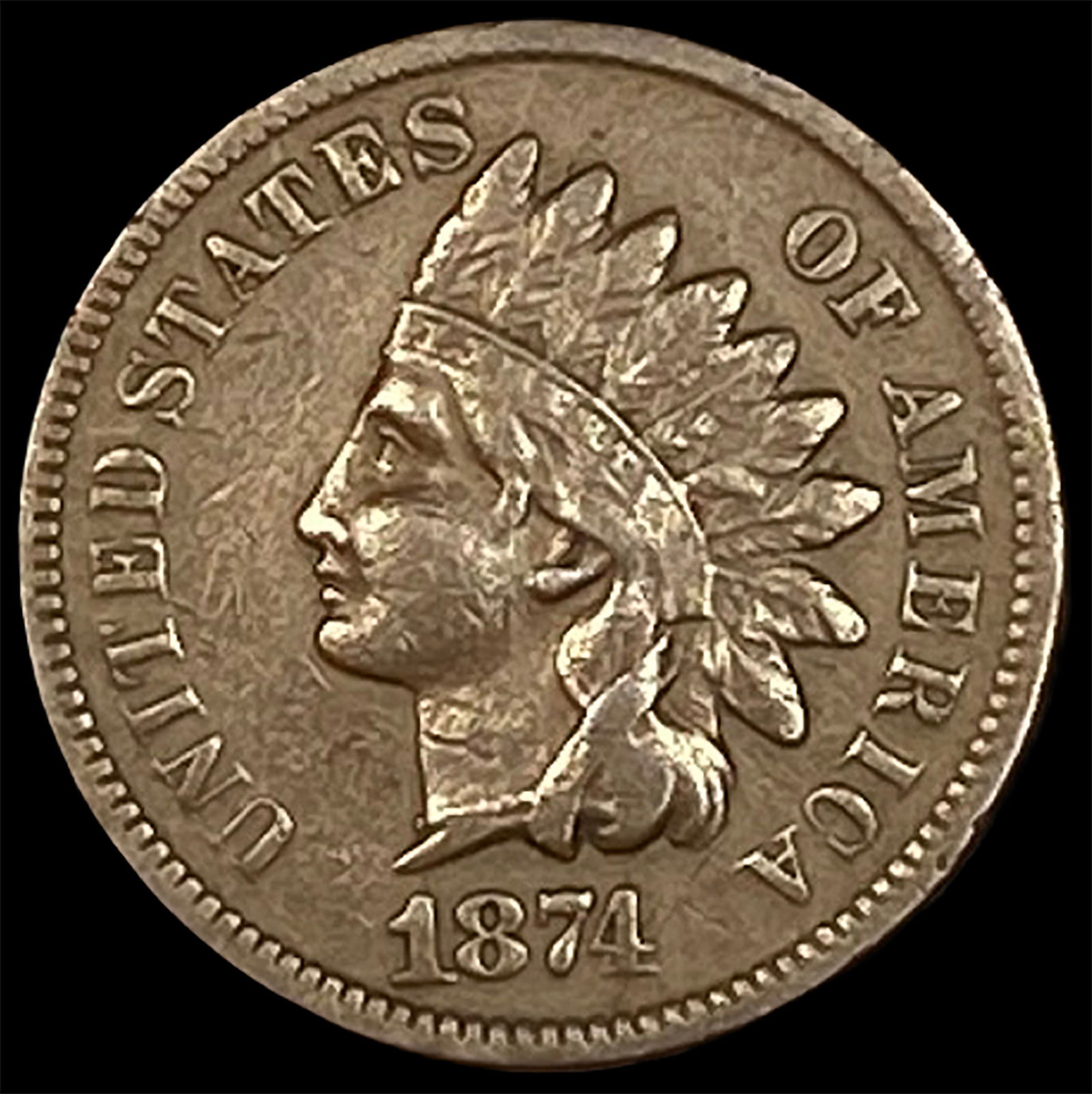 1874 Indian Head Cent NEARLY UNCIRCULATED (1 of 2)