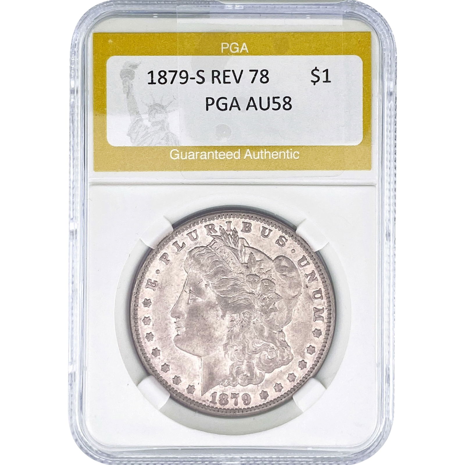 1879-S REV 78 Morgan Silver Dollar PGA AU58 (1 of 2)