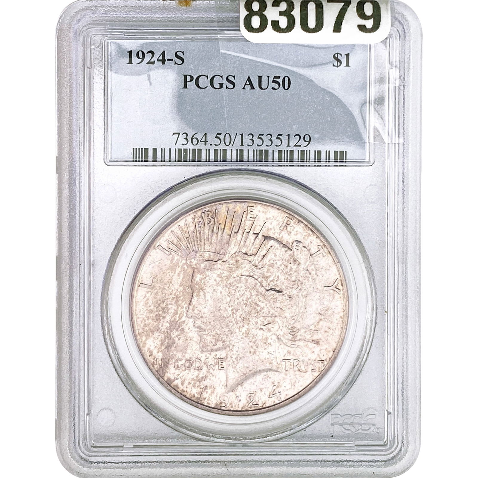 1924-S Silver Peace Dollar PCGS AU50: 1924-S Silver Peace Dollar PCGS AU50