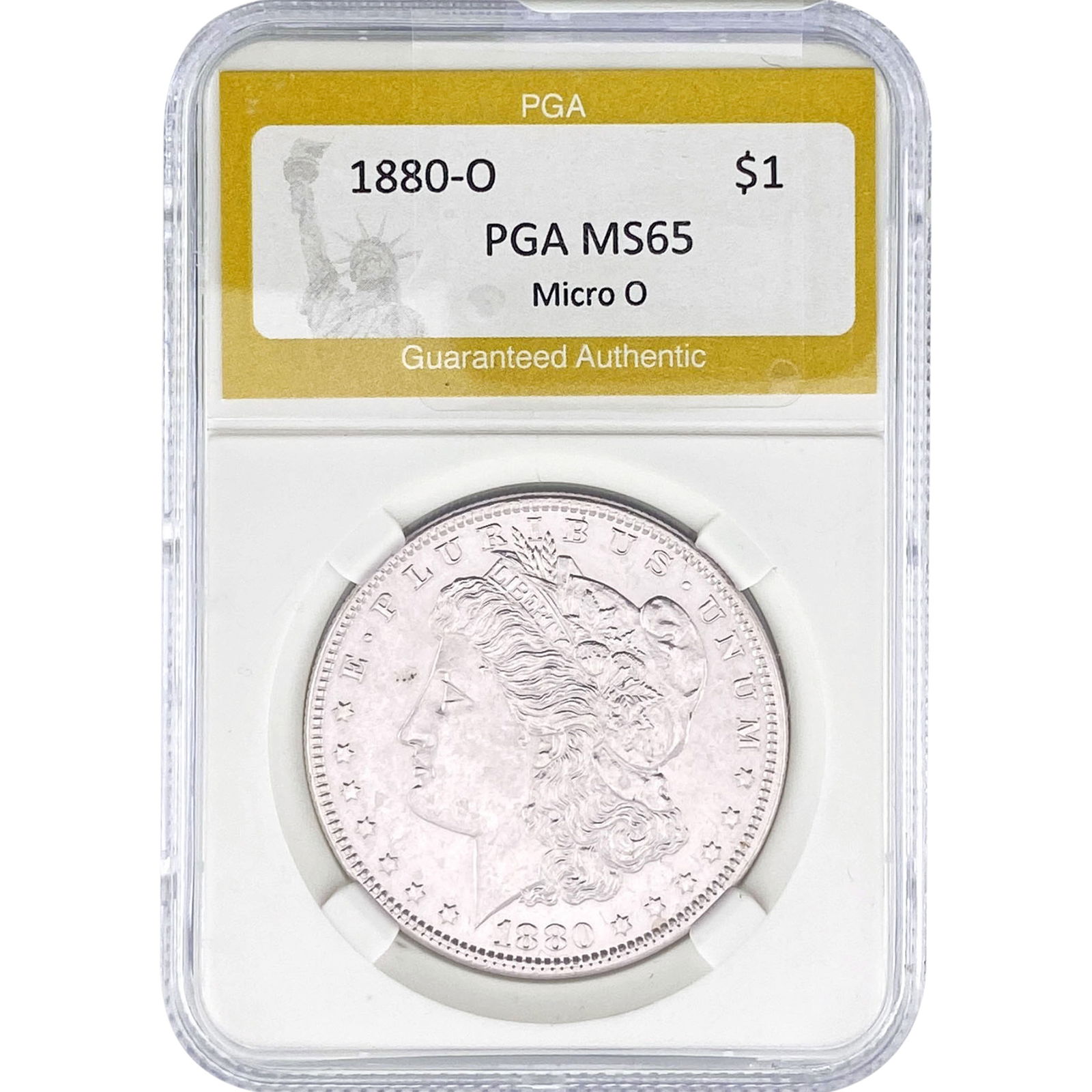 1880-O Morgan Silver Dollar PGA MS65 Micro O: 1880-O Morgan Silver Dollar PGA MS65 Micro O