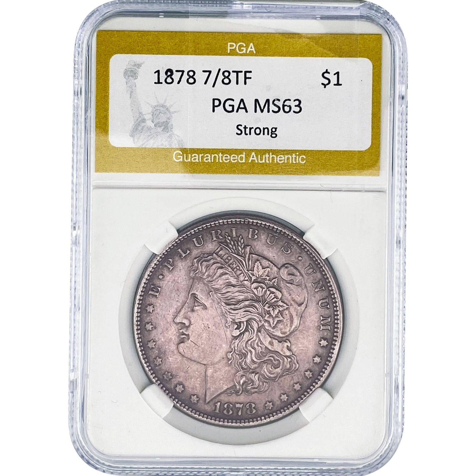 1878 7/8TF Morgan Silver Dollar PGA MS63 Strong: 1878 7/8TF Morgan Silver Dollar PGA MS63 Strong