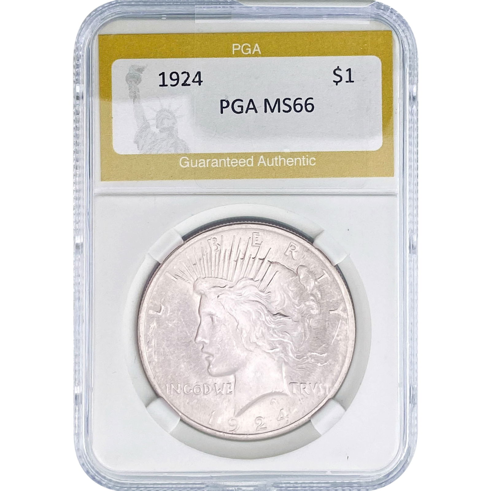1924 Silver Peace Dollar PGA MS66: 1924 Silver Peace Dollar PGA MS66