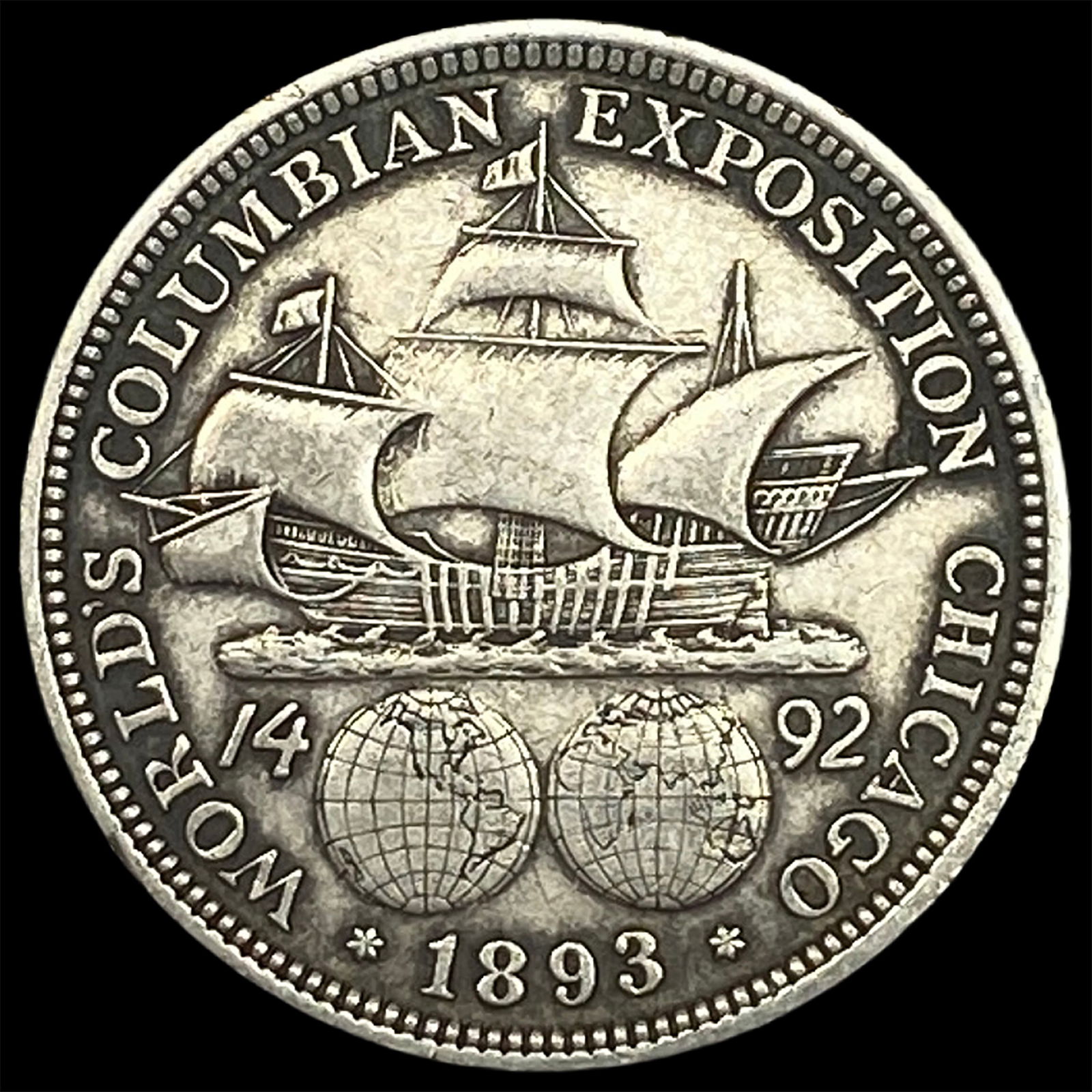 1893 Silver Columbian Expo Half Dollar NEARLY UNCIRCULATED - 2