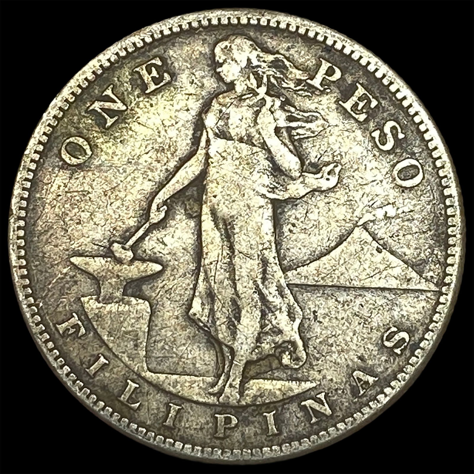 1908-S Silver One Peso Philippines NEARLY UNCIRCULATED (1 of 2)