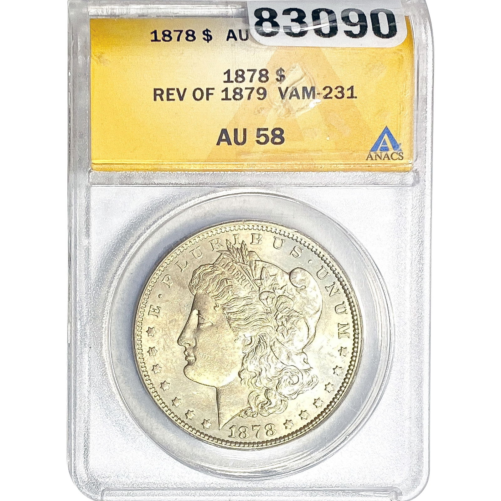 1878 Rev. 1879 Morgan Silver Dollar ANACS AU58 (1 of 2)