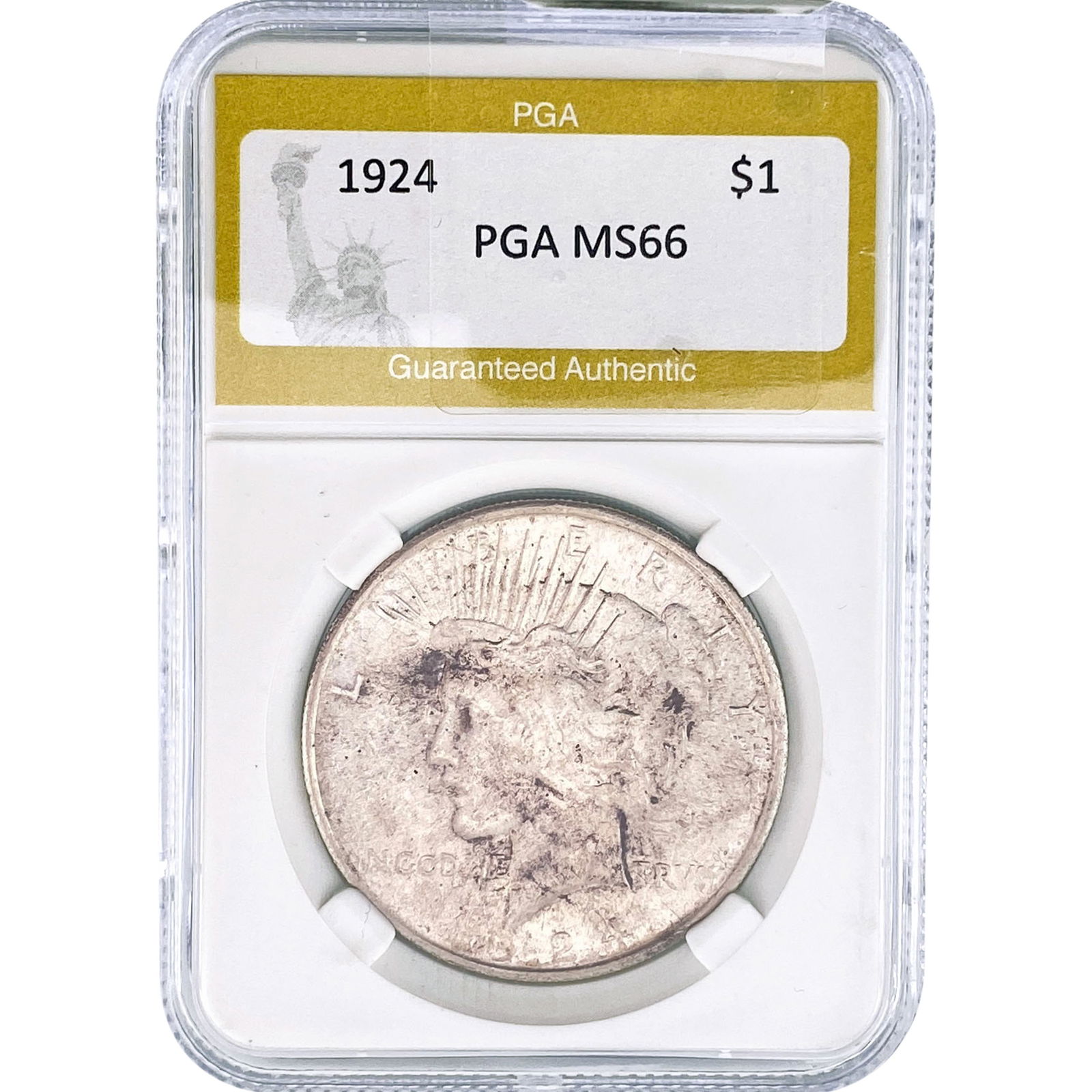 1924 Silver Peace Dollar PGA MS66: 1924 Silver Peace Dollar PGA MS66