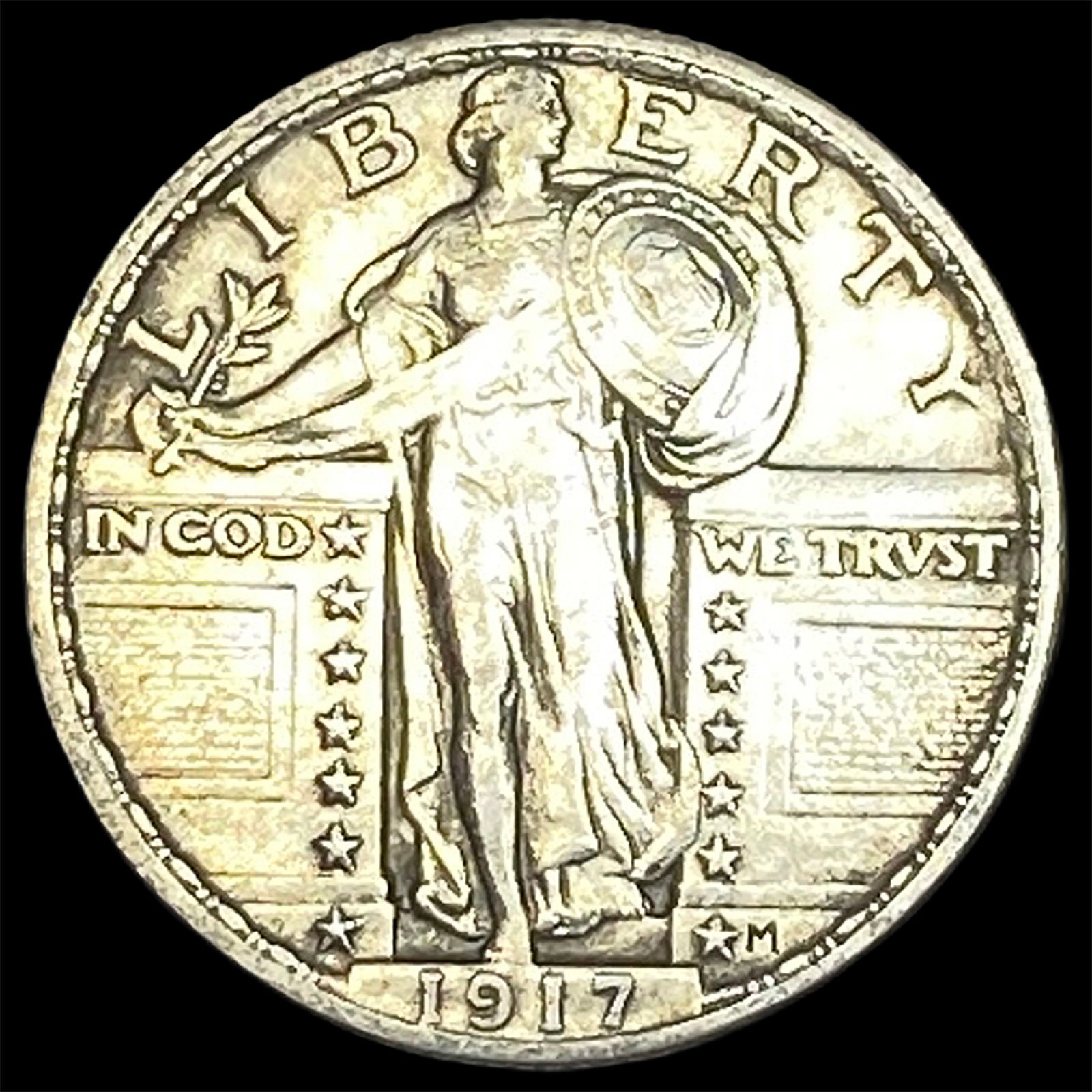 1917 Type 1 Standing Liberty Quarter CLOSELY UNCIRCULATED: 1917 Type 1 Standing Liberty Quarter CLOSELY UNCIRCULATED