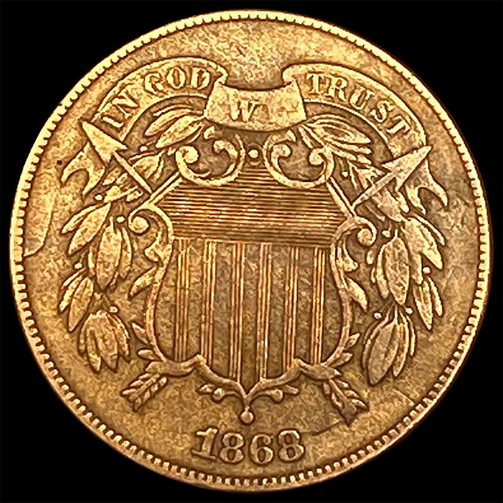 1868 Copper 2-Cent Piece NEARLY UNCIRCULATED (1 of 2)