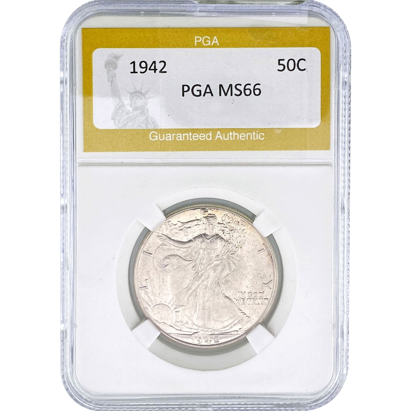 1942 Walking Liberty Half Dollar PGA MS66: 1942 Walking Liberty Half Dollar PGA MS66