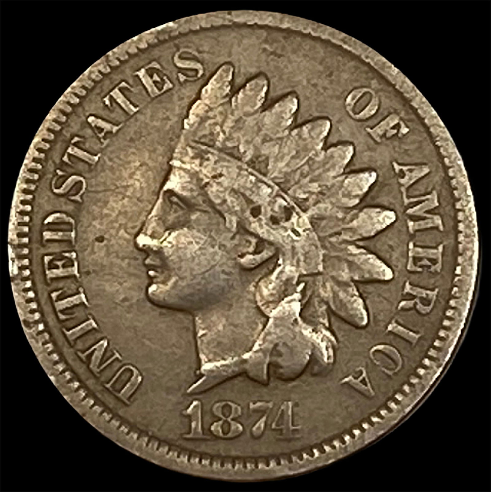 1874 Indian Head Cent LIGHTLY CIRCULATED (1 of 2)