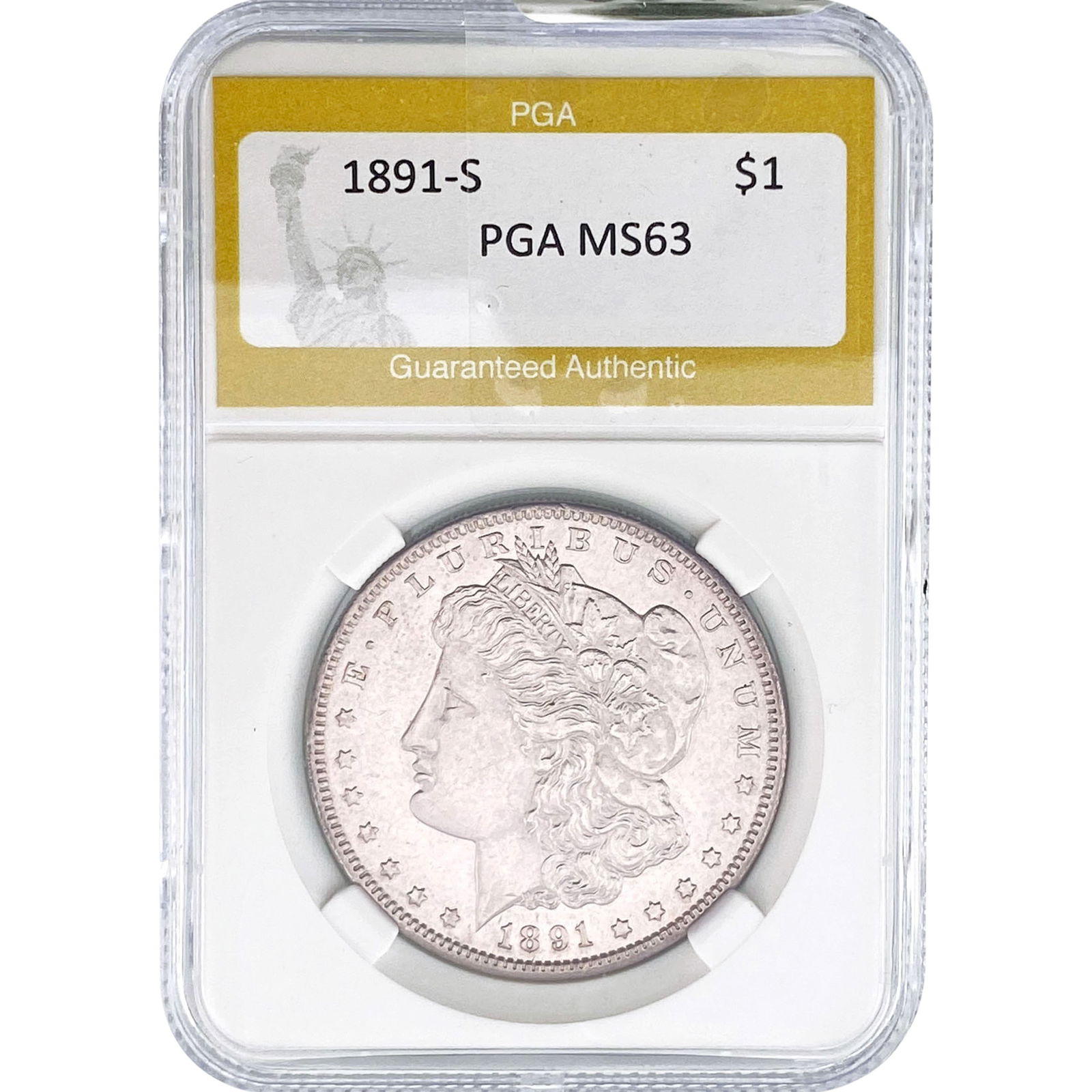 1891-S Morgan Silver Dollar PGA MS63: 1891-S Morgan Silver Dollar PGA MS63