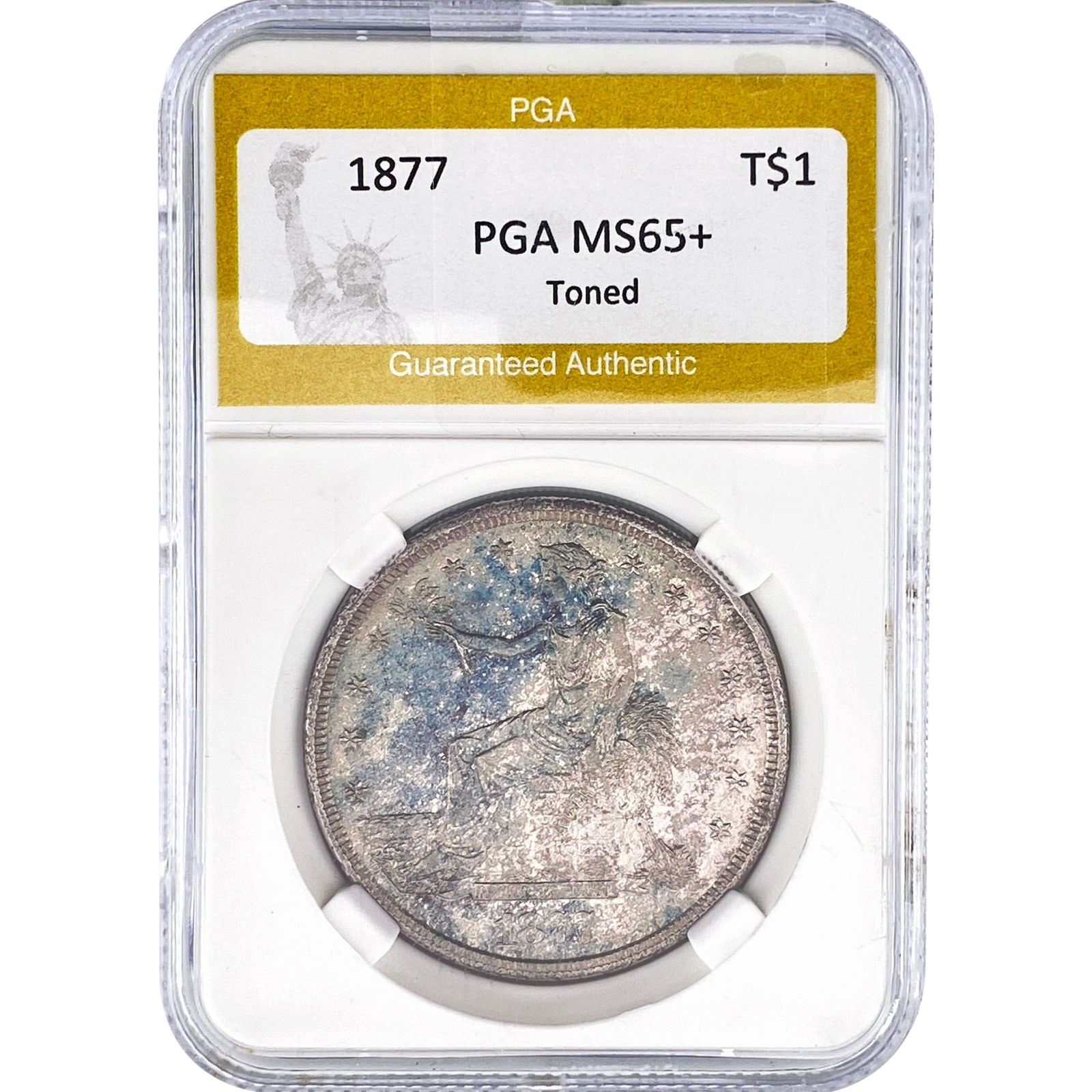 1877 Silver Trade Dollar PGA MS65+ Toned: 1877 Silver Trade Dollar PGA MS65+ Toned