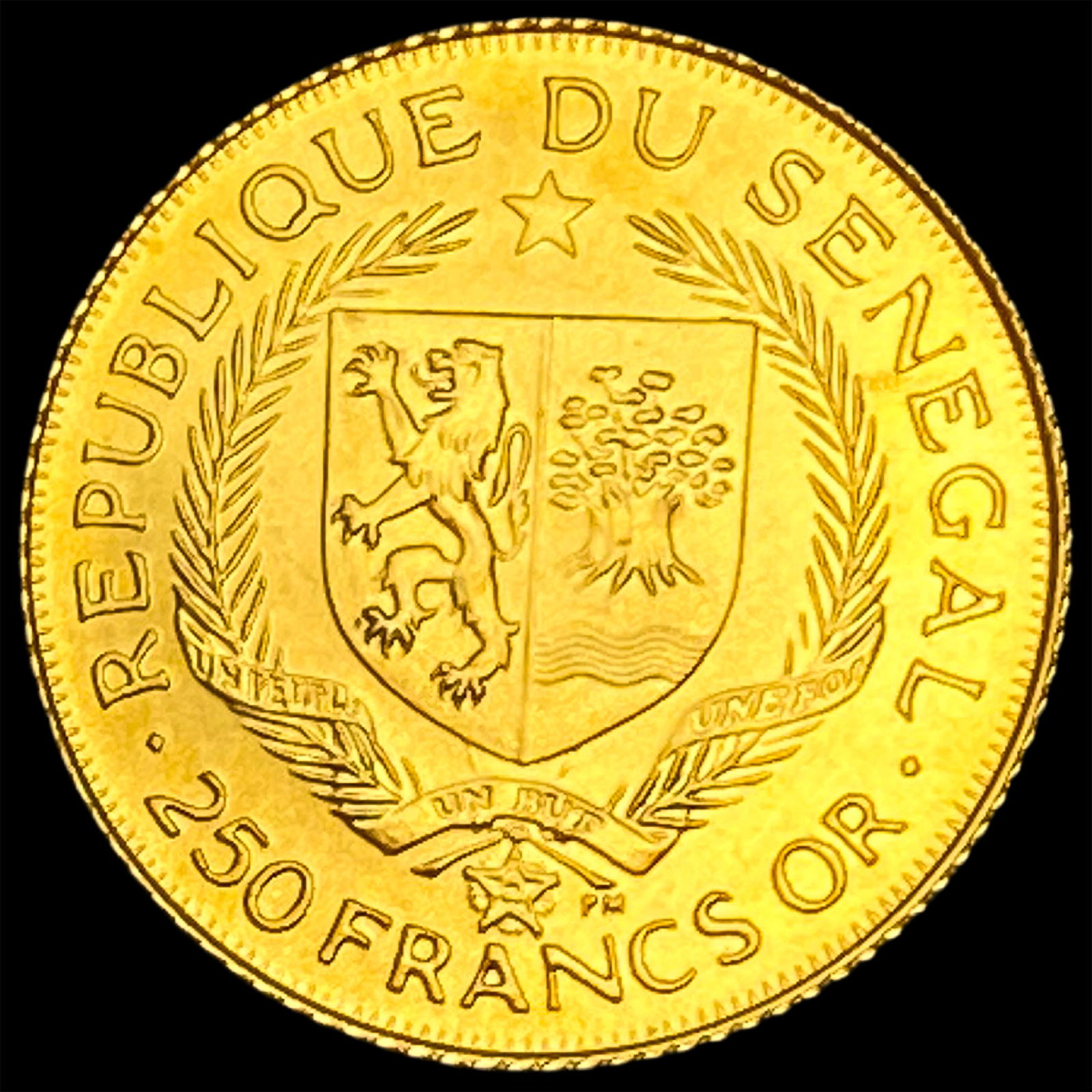 1975 Gold 250 Francs Senegal SUPERB GEM BU - 2