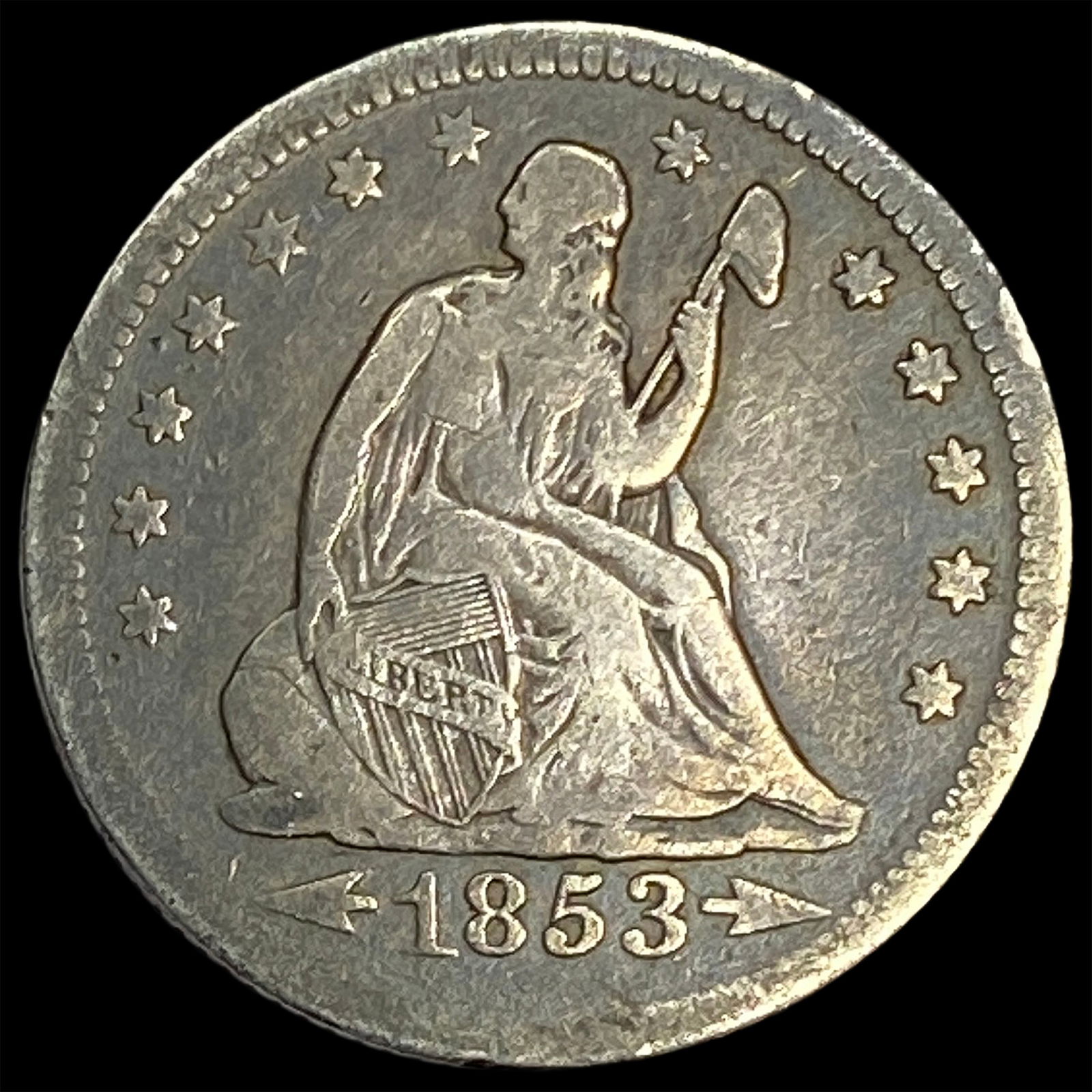 1853-O Silver Seated Liberty Quarter LIGHTLY CIRCULATED (1 of 2)