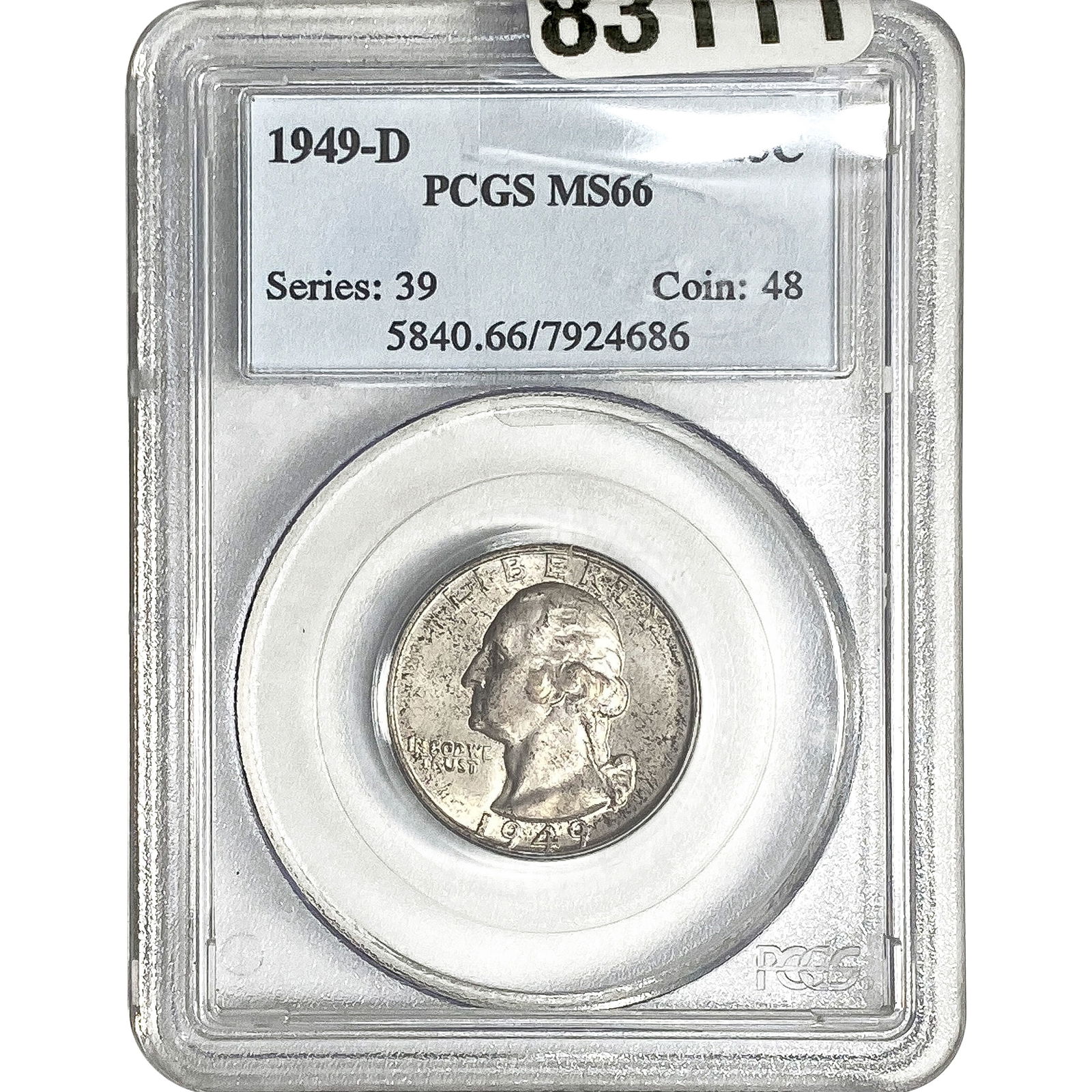 1949-D Washington Silver Quarter PCGS MS66 (1 of 2)