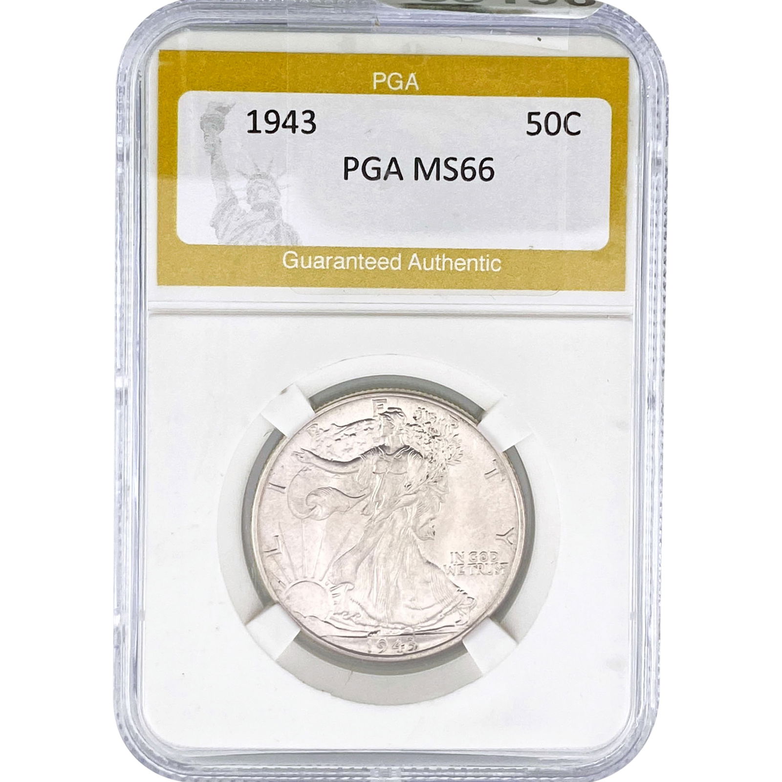 1943 Walking Liberty Half Dollar PGA MS66: 1943 Walking Liberty Half Dollar PGA MS66
