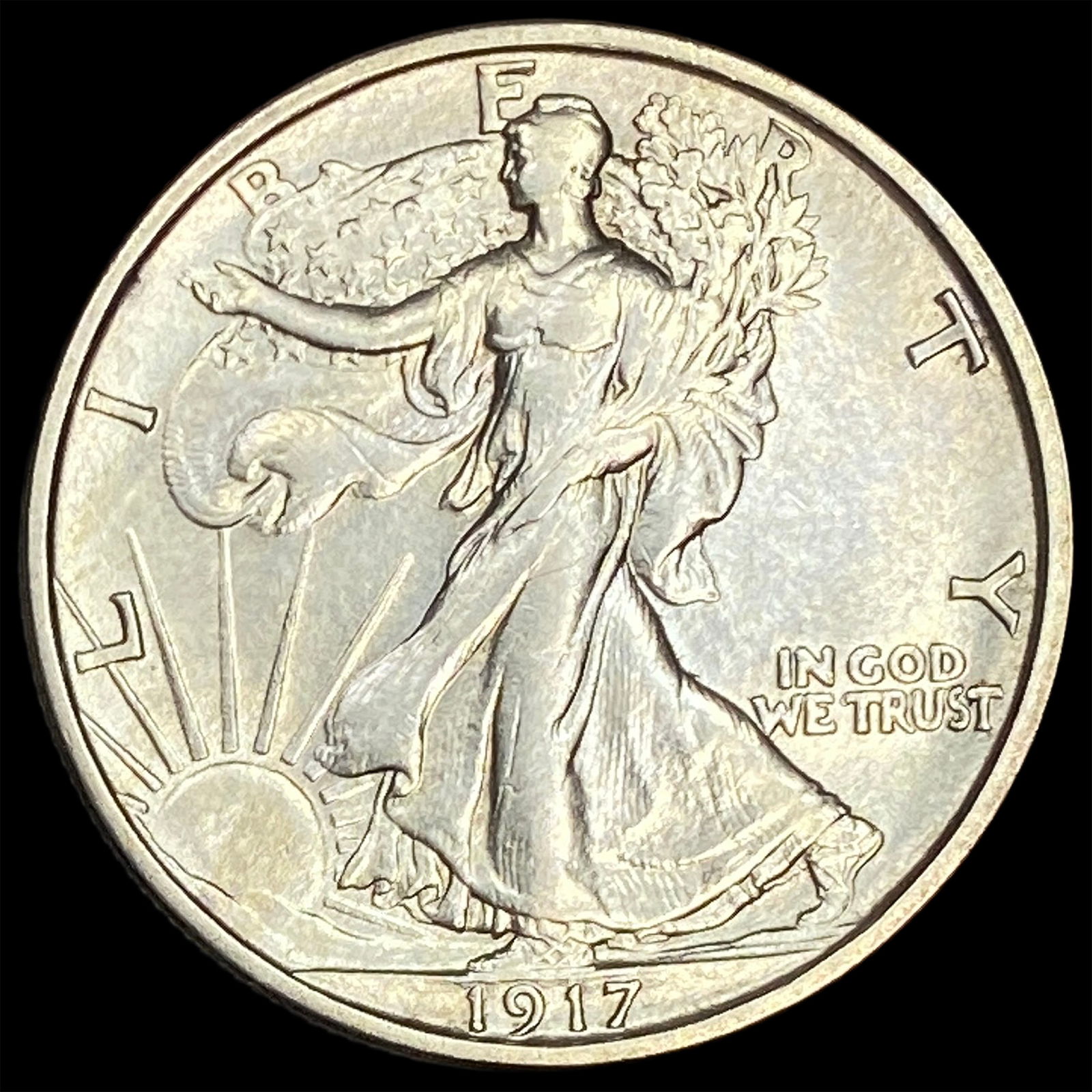 1917-S Silver Walking Liberty Half Dollar CLOSELY UNCIRCULATED (1 of 2)