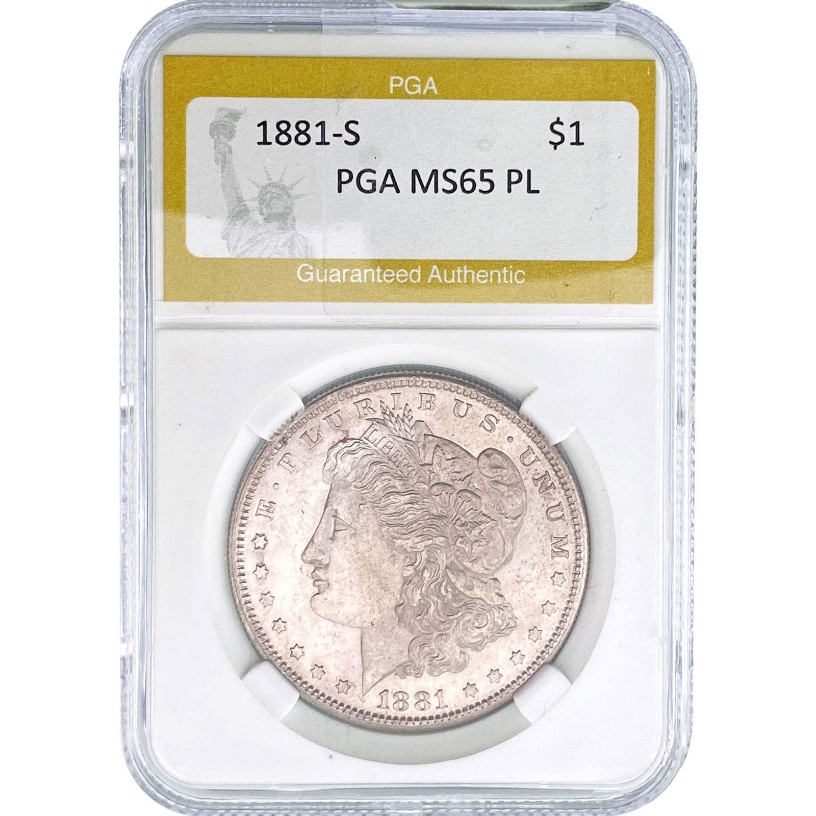1881-S Morgan Silver Dollar PGA MS65 PL: 1881-S Morgan Silver Dollar PGA MS65 PL