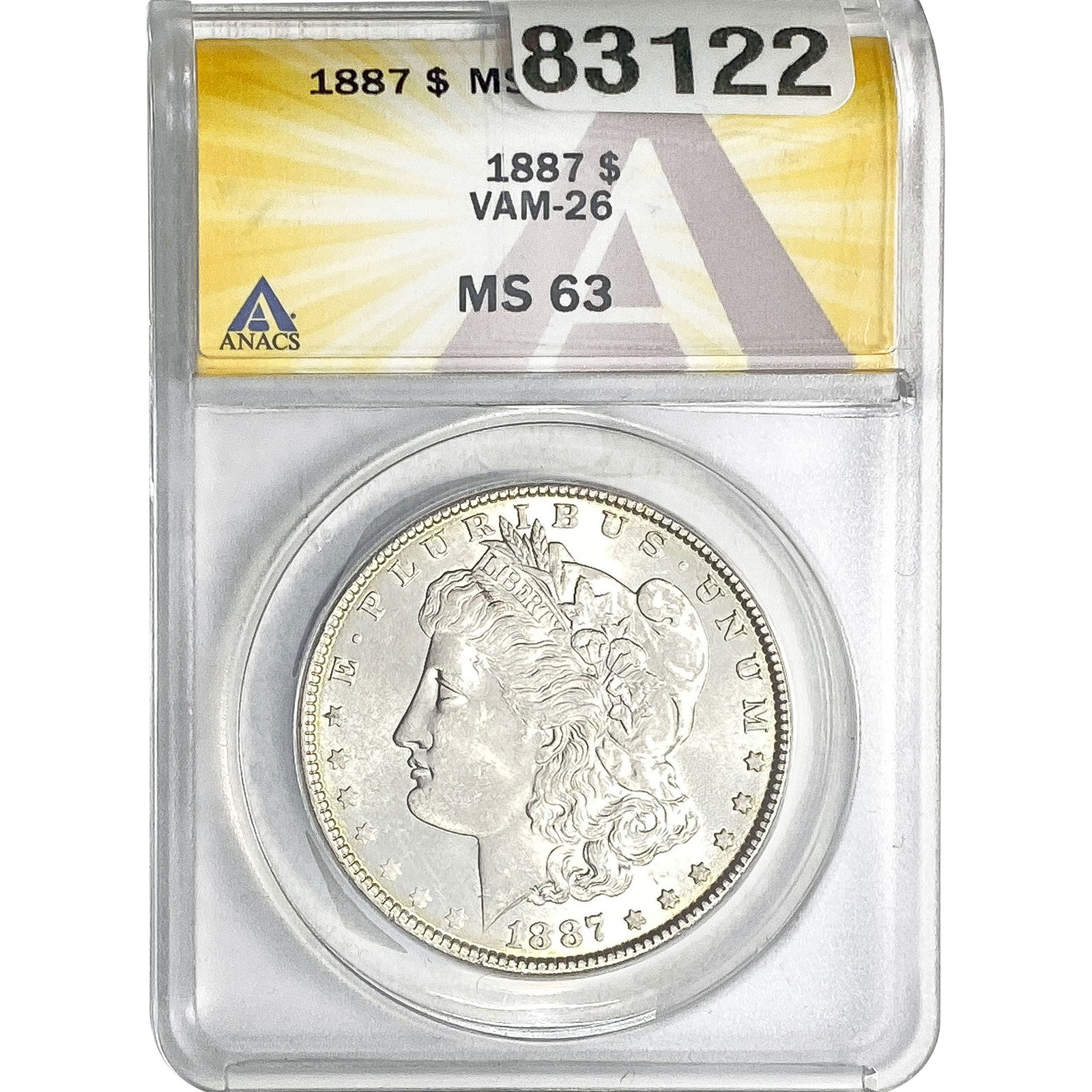 1887 Morgan Silver Dollar ANACS MS63 VAM-26 (1 of 2)