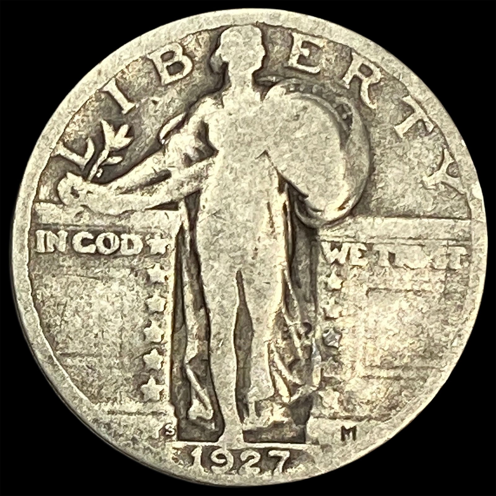 1927-S Silver Standing Liberty Quarter NICELY CIRCULATED: 1927-S Silver Standing Liberty Quarter NICELY CIRCULATED