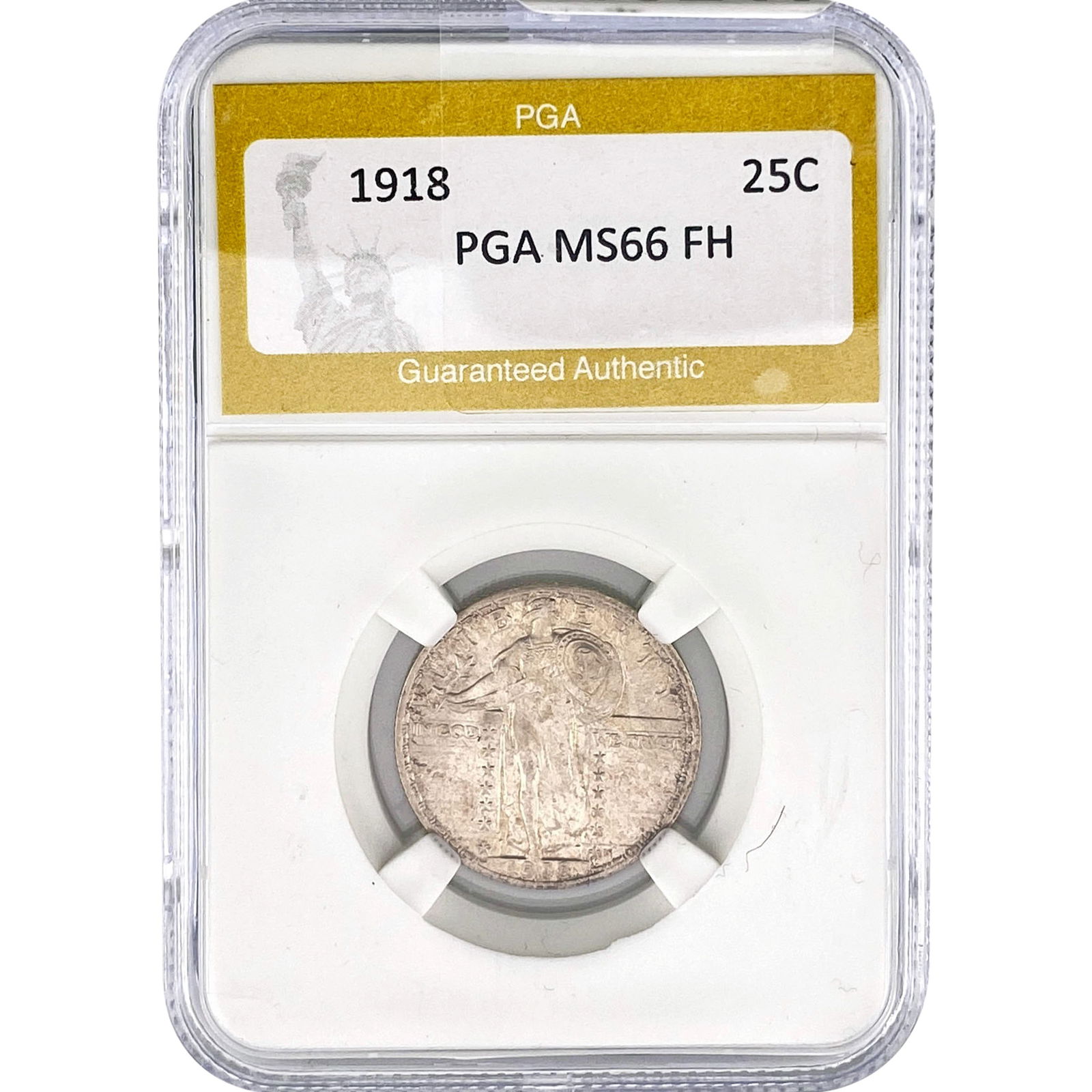 1918 Standing Liberty Quarter PGA MS66 FH: 1918 Standing Liberty Quarter PGA MS66 FH