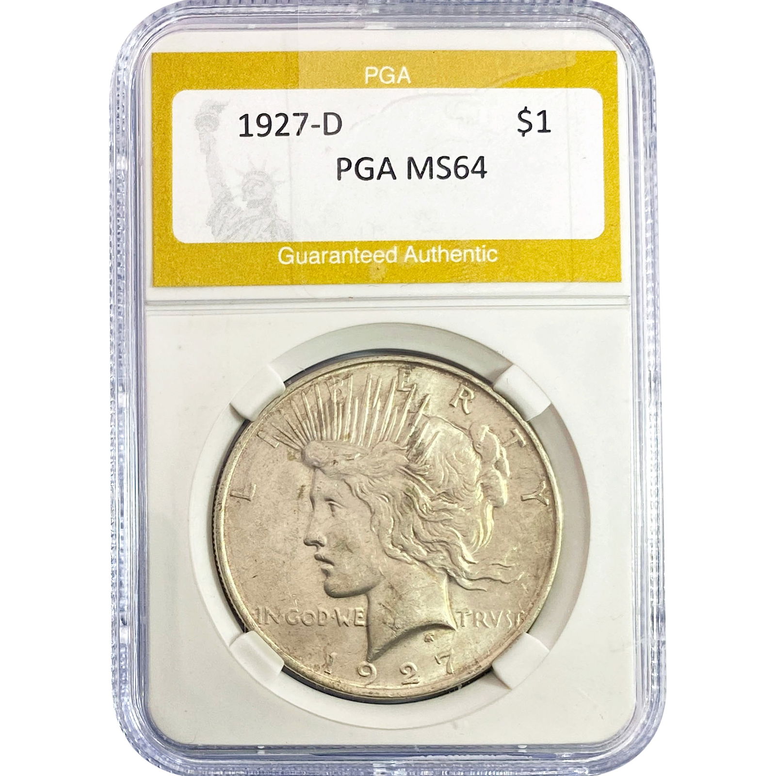 1927-D Silver Peace Dollar PGA MS64: 1927-D Silver Peace Dollar PGA MS64
