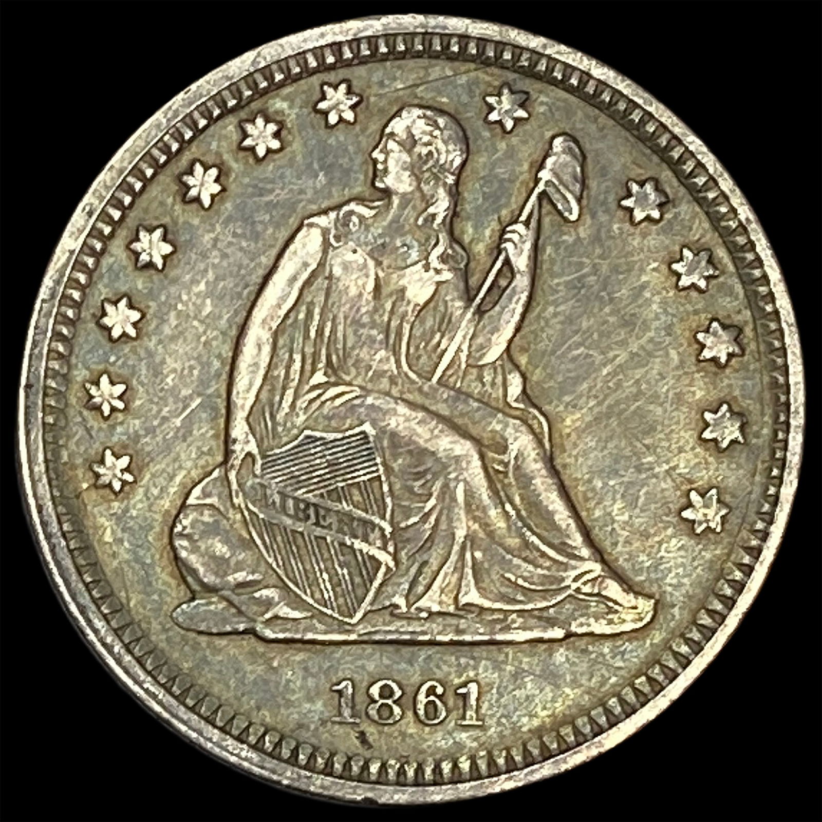 1861 Seated Liberty Quarter NEARLY UNCIRCULATED (1 of 2)