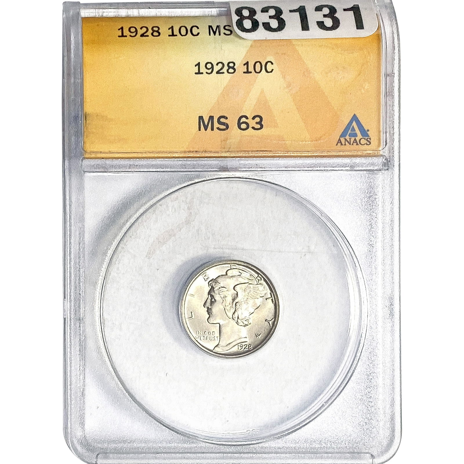 1928 Mercury Silver Dime ANACS MS63: 1928 Mercury Silver Dime ANACS MS63