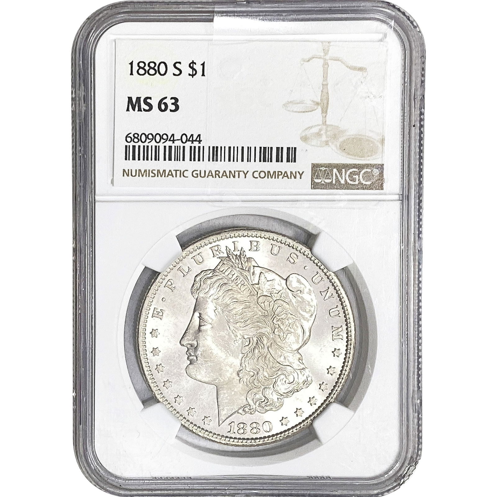 1880-S Morgan Silver Dollar NGC MS63: 1880-S Morgan Silver Dollar NGC MS63