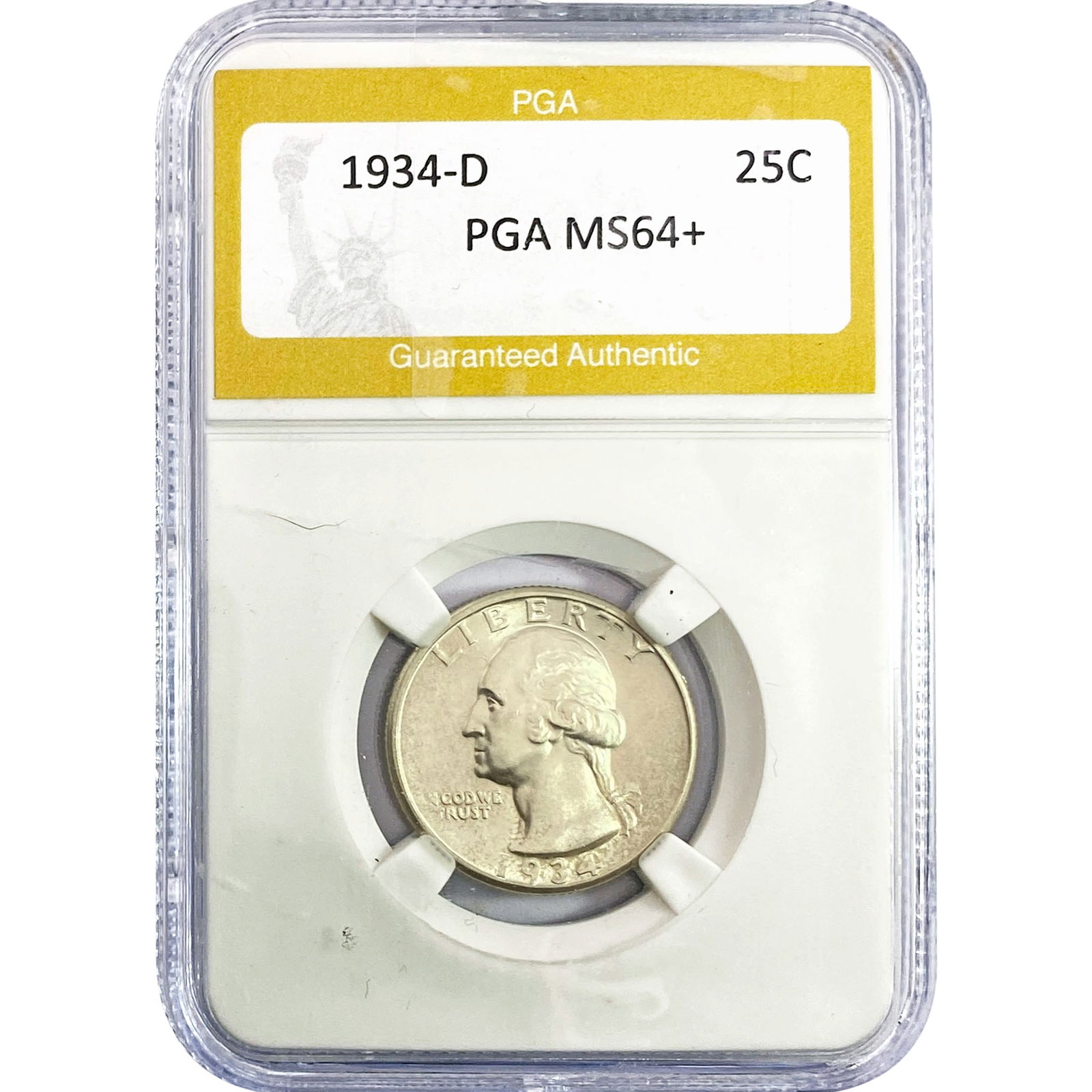 1934-D Washington Silver Quarter PGA MS64+: 1934-D Washington Silver Quarter PGA MS64+