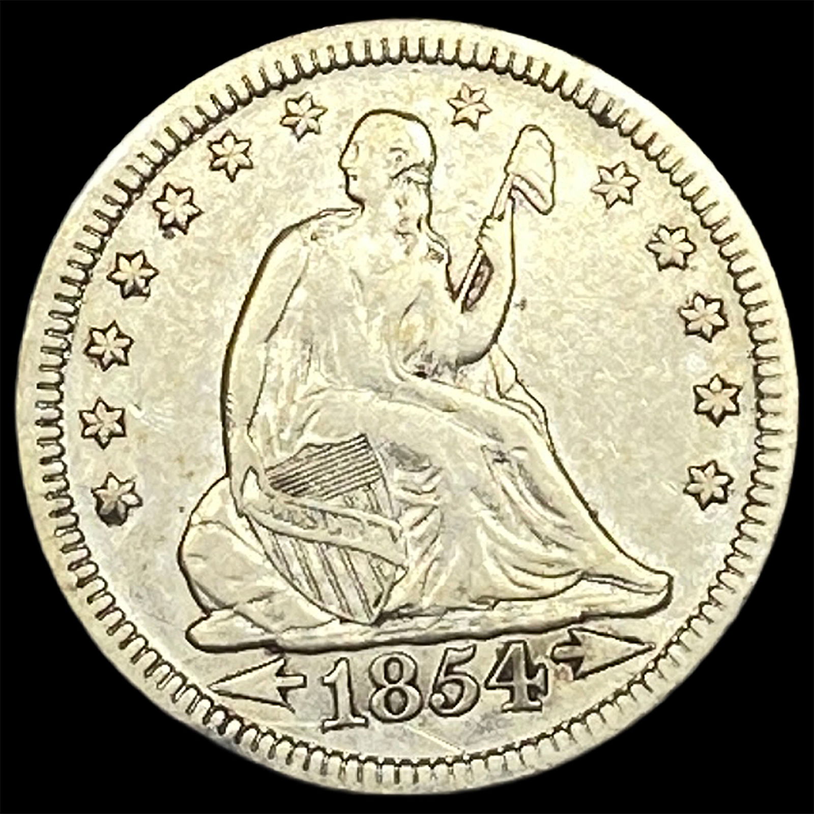 1854 Arrows Seated Liberty Quarter NEARLY UNCIRCULATED (1 of 2)