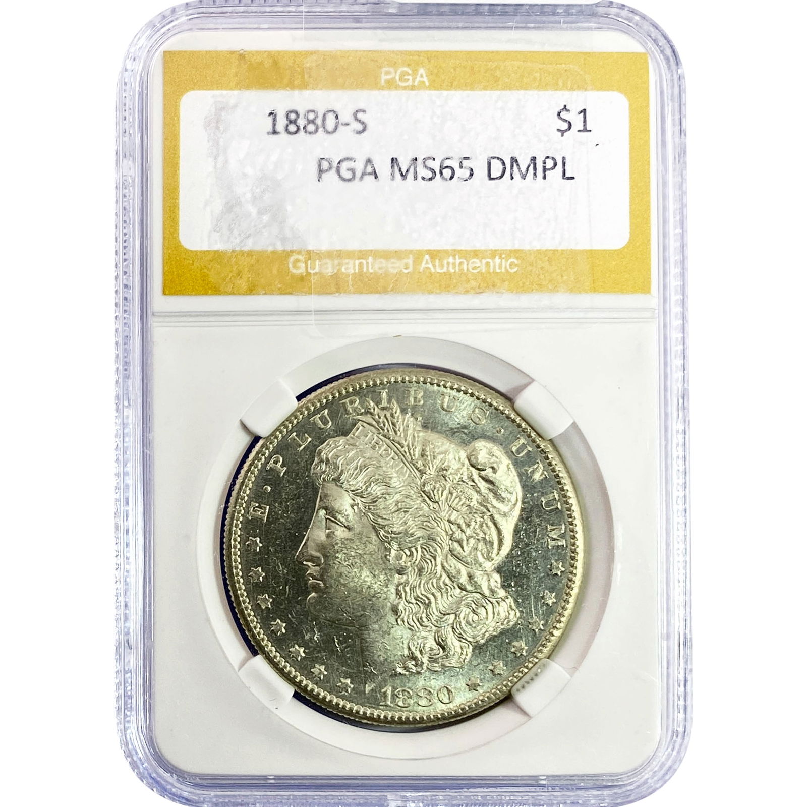 1880-S Morgan Silver Dollar PGA MS65 DMPL: 1880-S Morgan Silver Dollar PGA MS65 DMPL