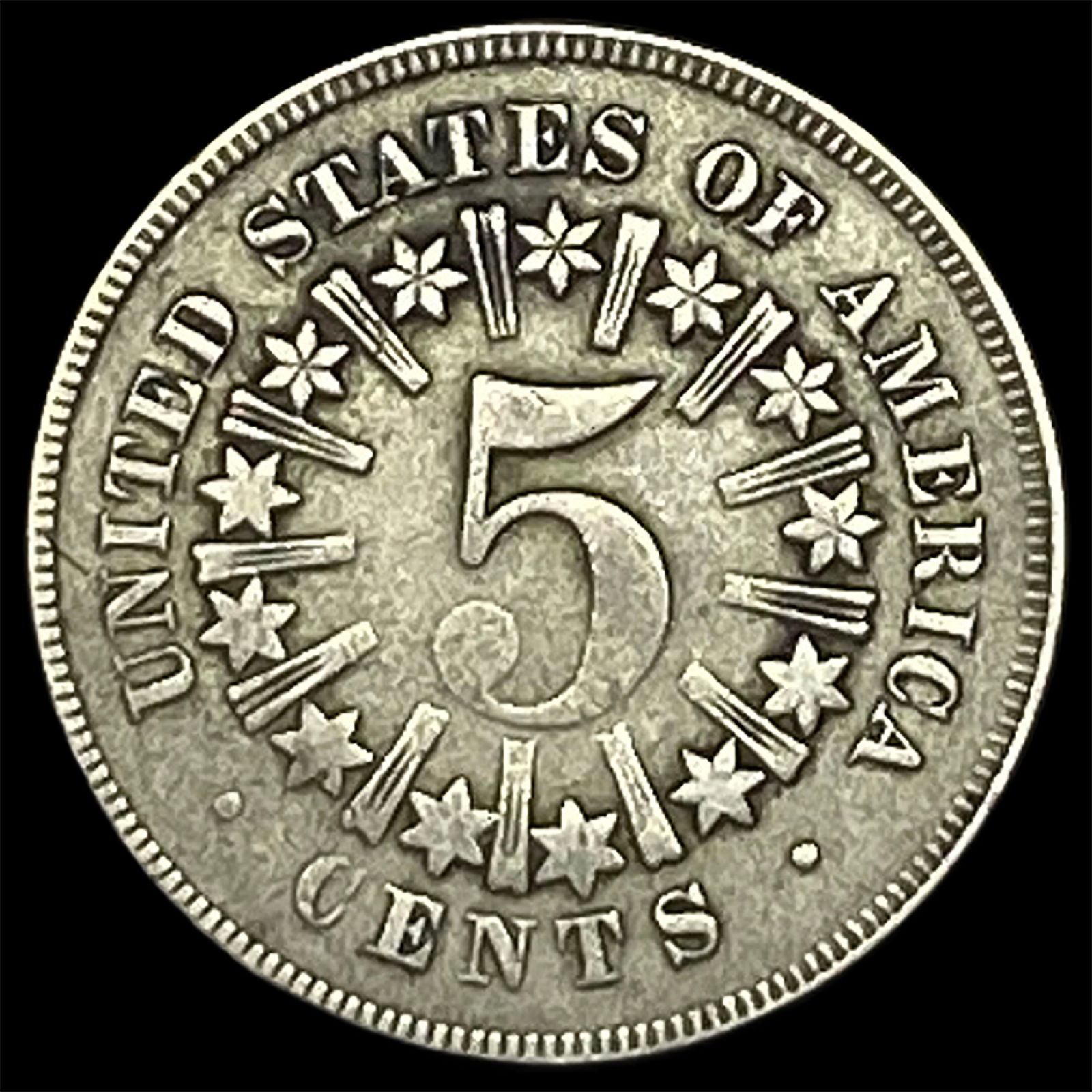 1866 Shield Nickel NEARLY UNCIRCULATED - 2