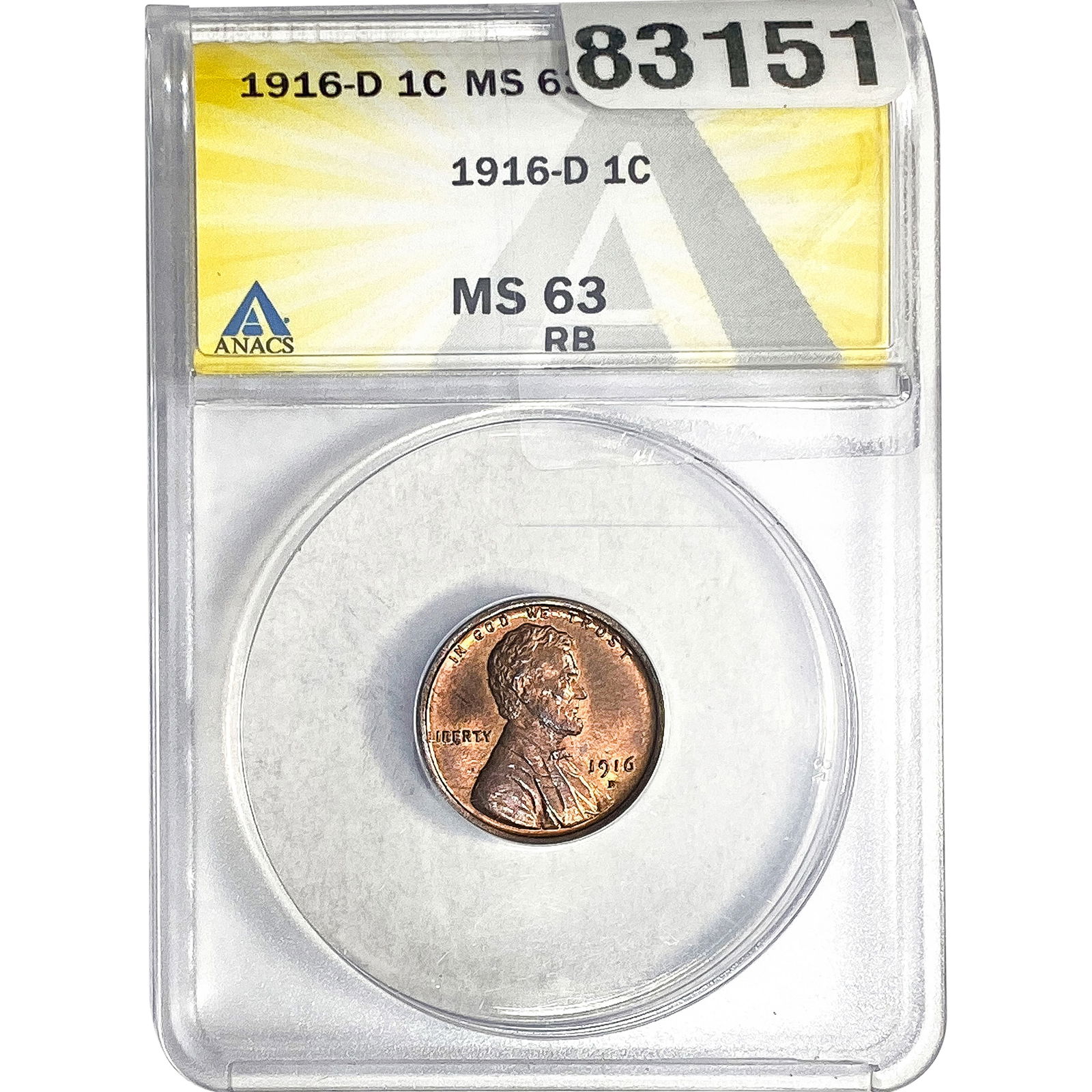 1916-D Wheat Cent ANACS MS63 RB (1 of 2)