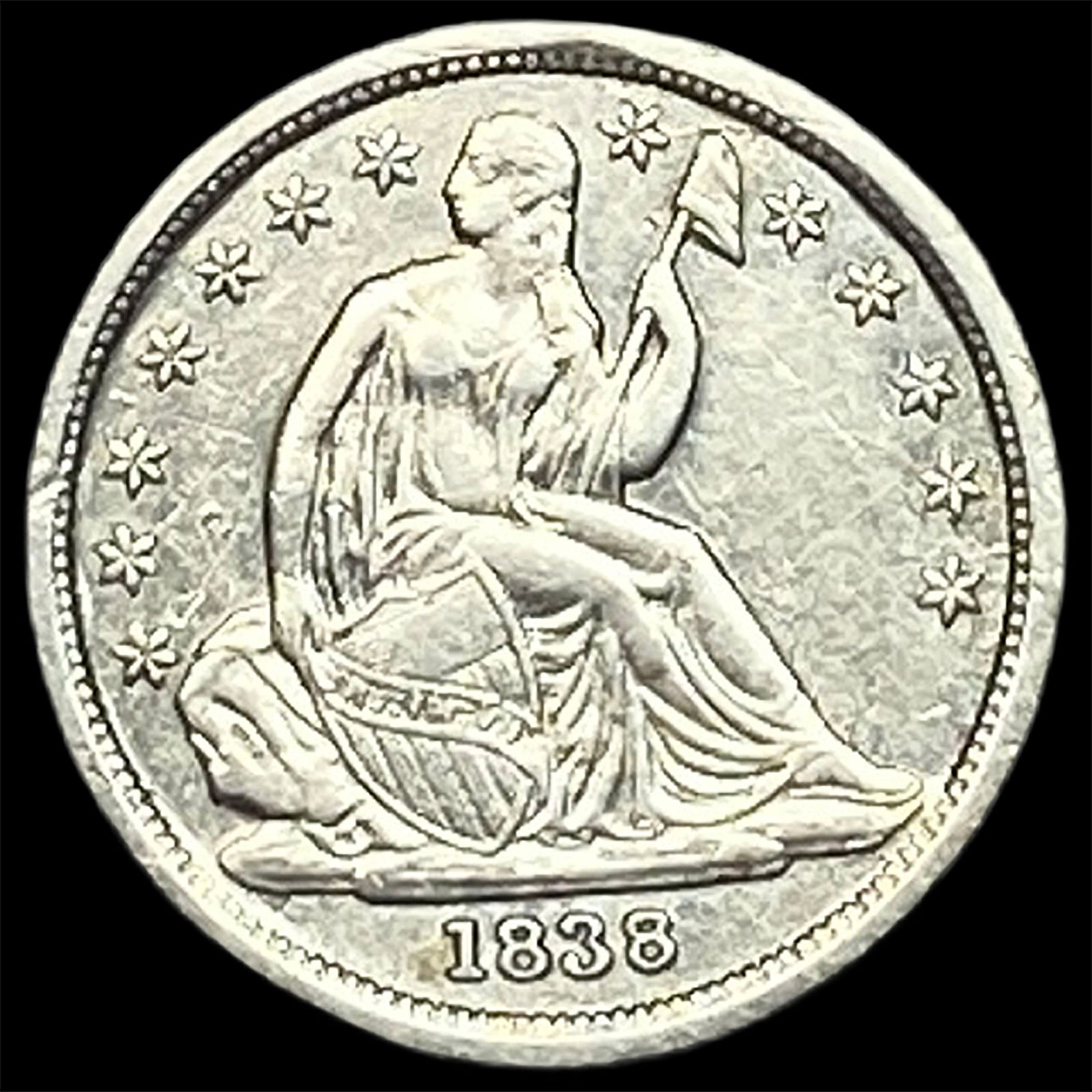 1838 Seated Liberty Silver Dime CLOSELY UNCIRCULATED (1 of 2)