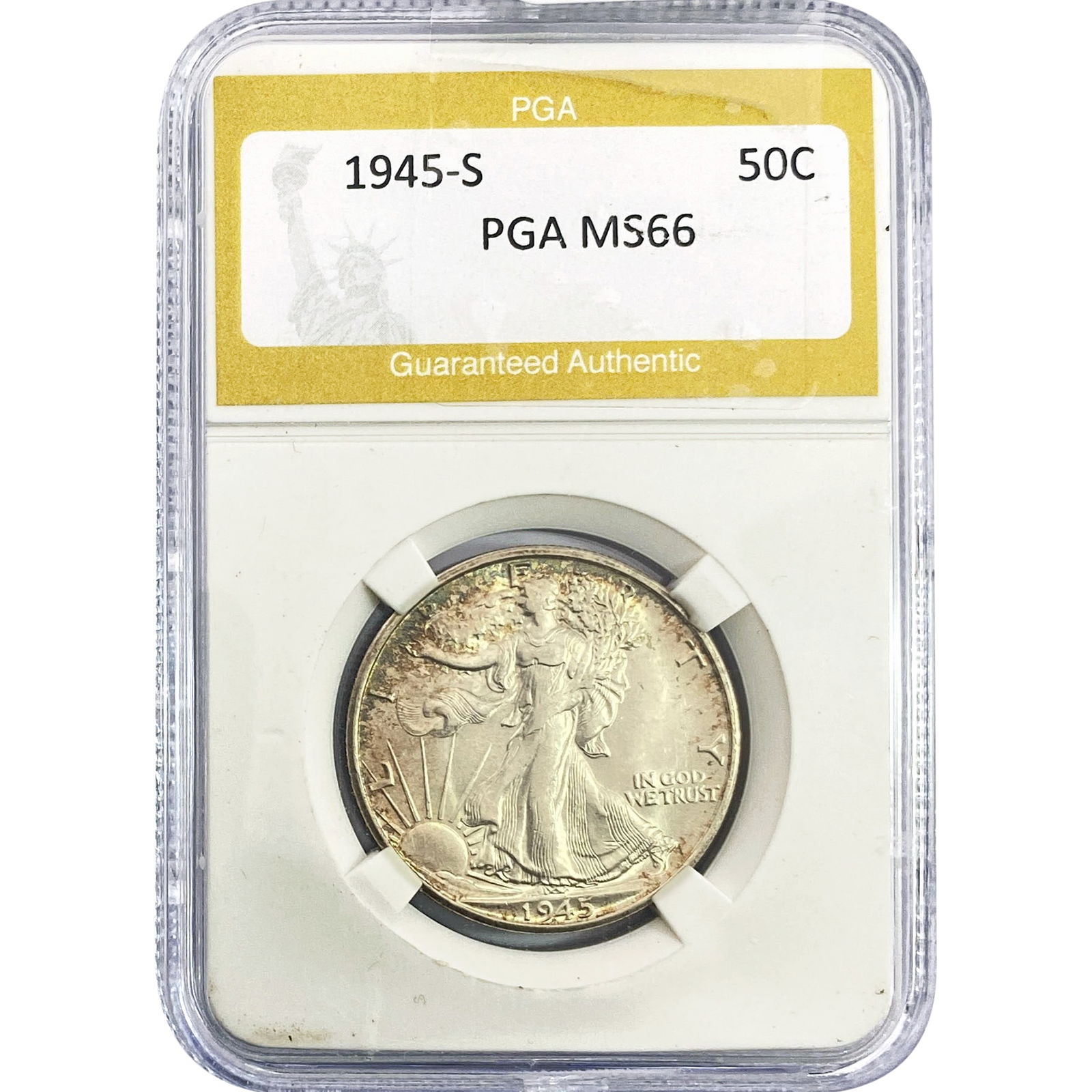 1945-S Walking Liberty Half Dollar PGA MS66: 1945-S Walking Liberty Half Dollar PGA MS66