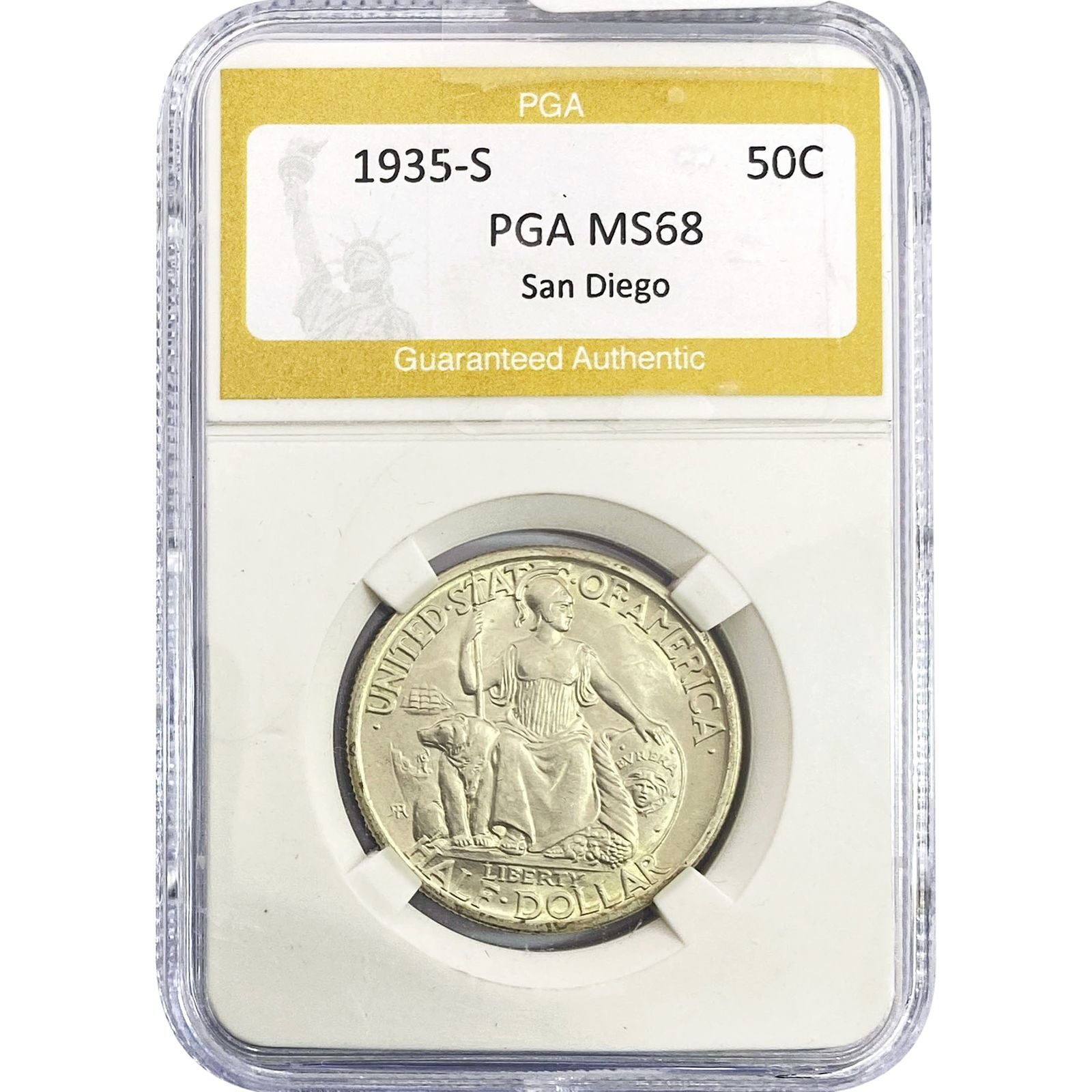 1935-S San Diego Half Dollar PGA MS68: 1935-S San Diego Half Dollar PGA MS68